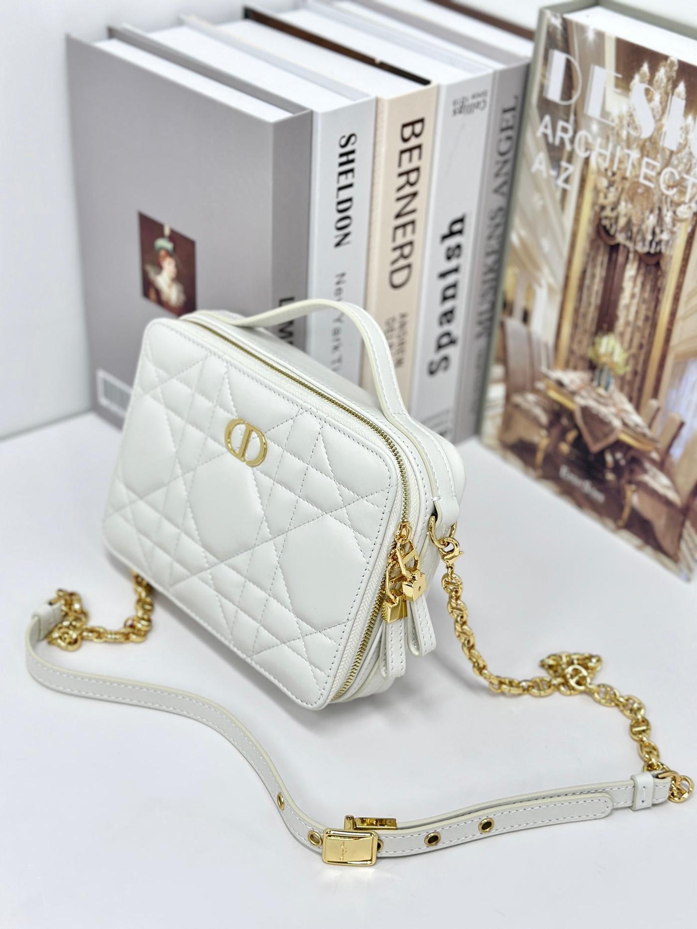 Alternative view of Dior Caro Box 19 White Calfskin Quilted Bag