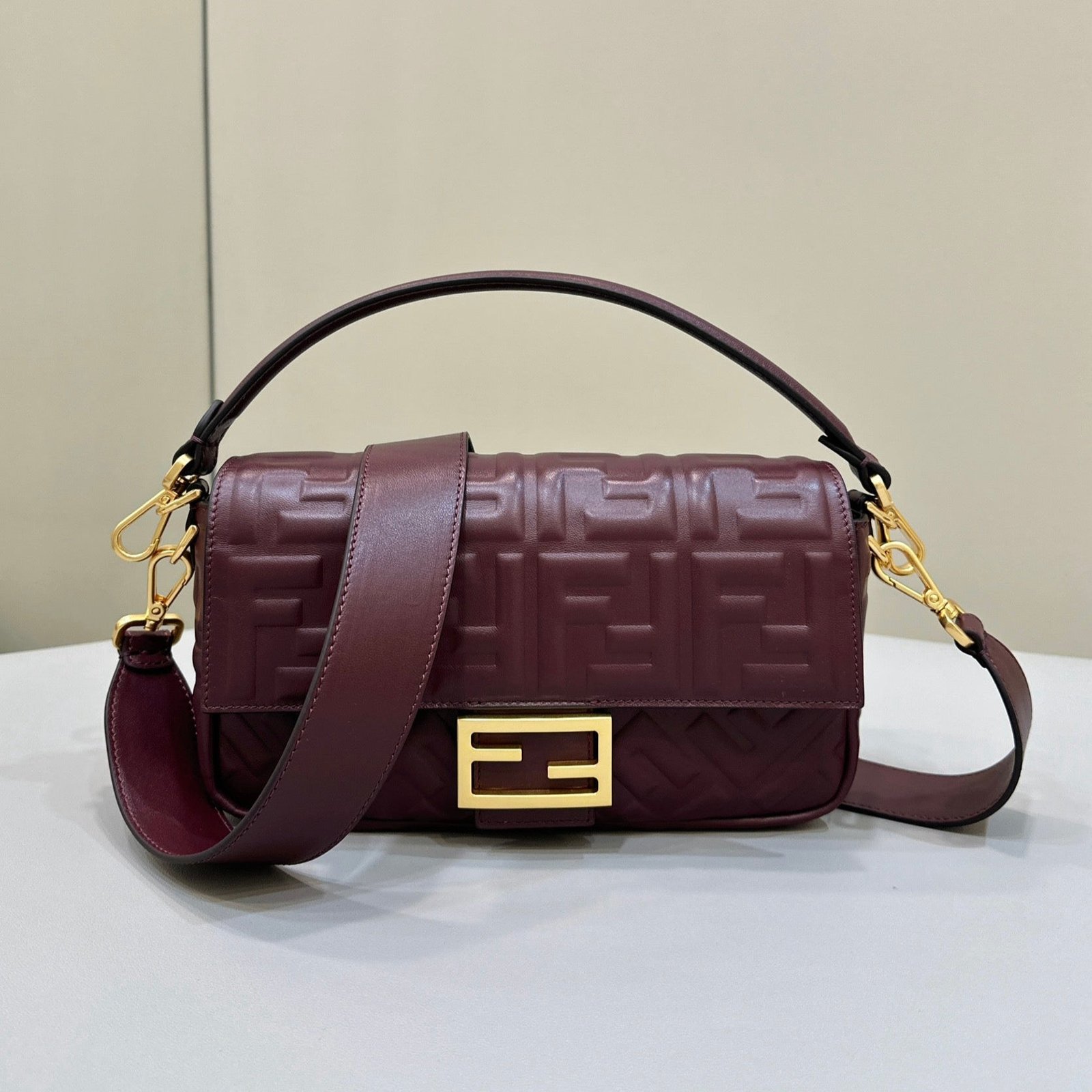 Fendi Baguette 27 Burgundy Lambskin