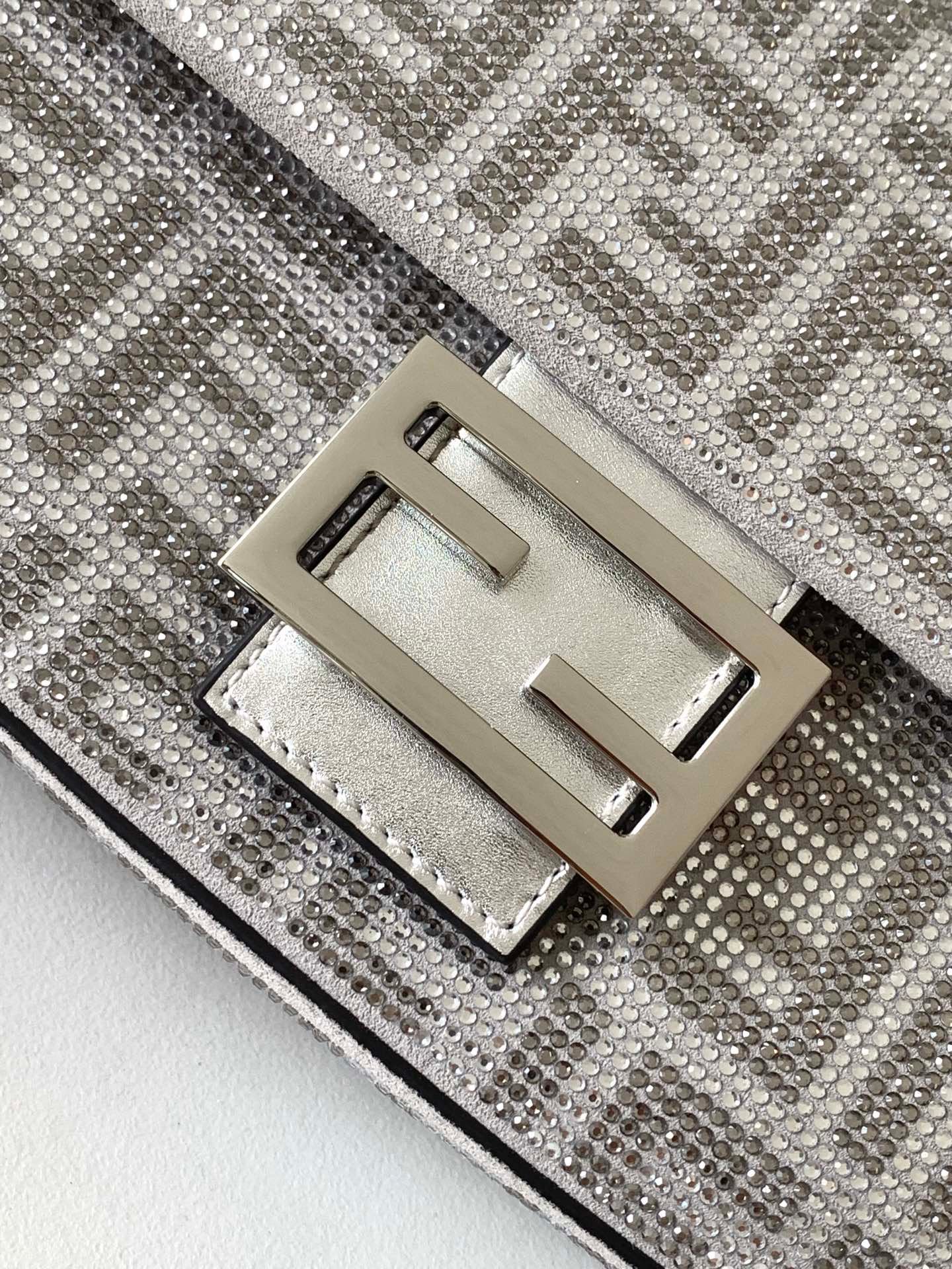 Alternative view of Fendi Baguette 27 Silver Crystal Calfskin Bag