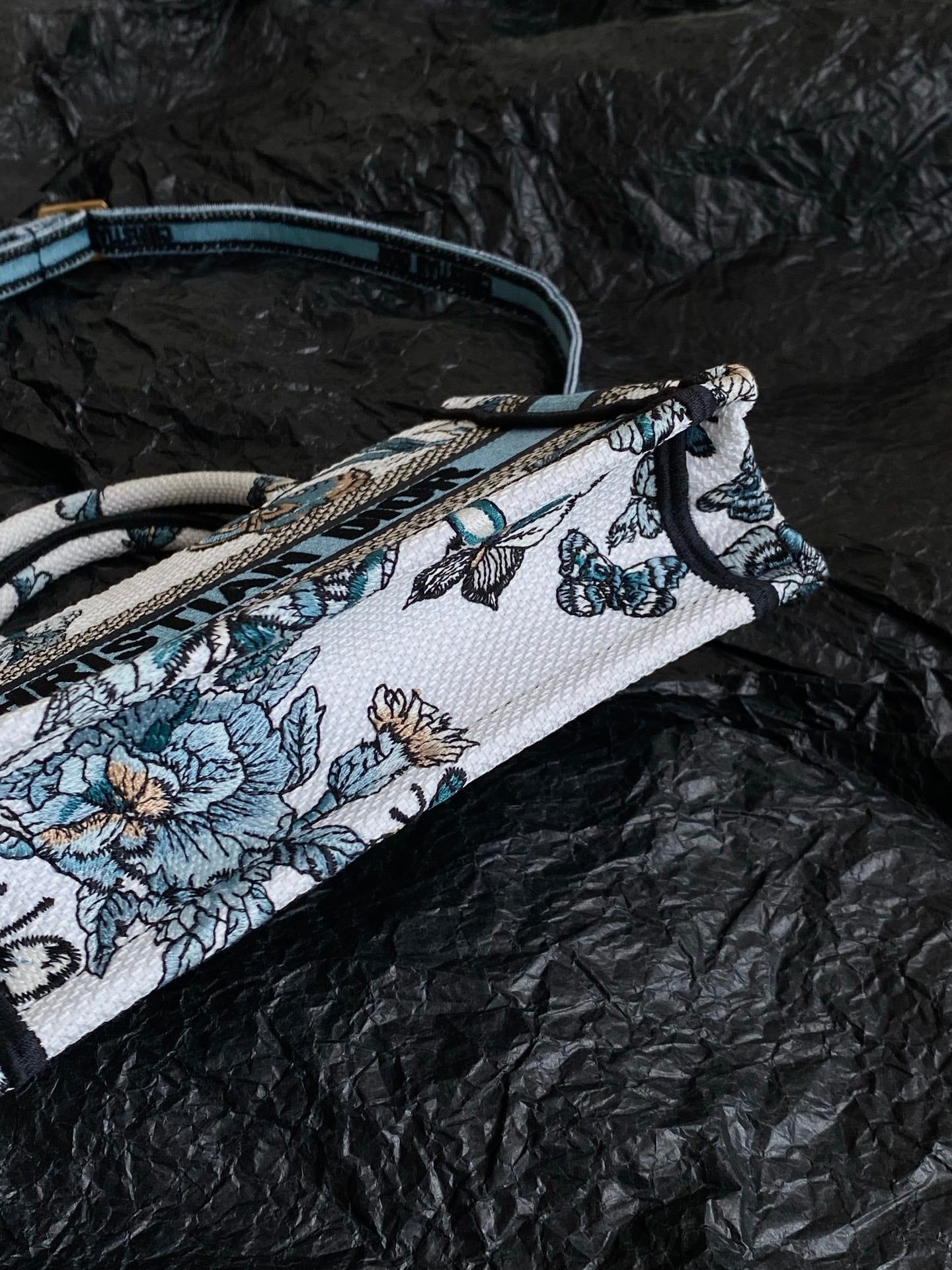 Dior Mini Book Tote 21 Butterfly Pattern Blue Calfskin - Image 7