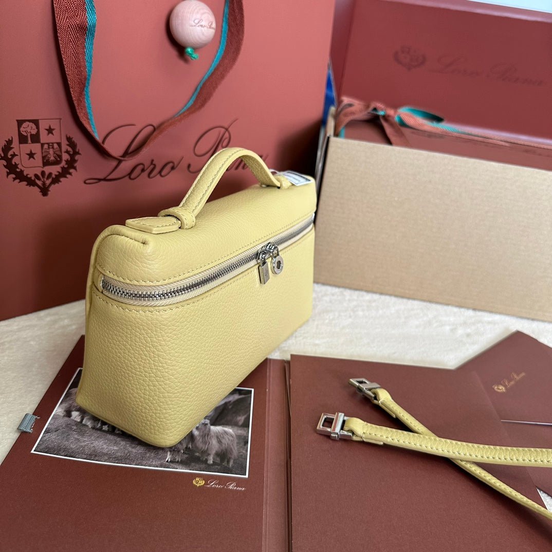 Alternative view of EXTRA POCKET L19 IN LIGHT YELLOW CALFSKIN WITH SILVER HARDWARE