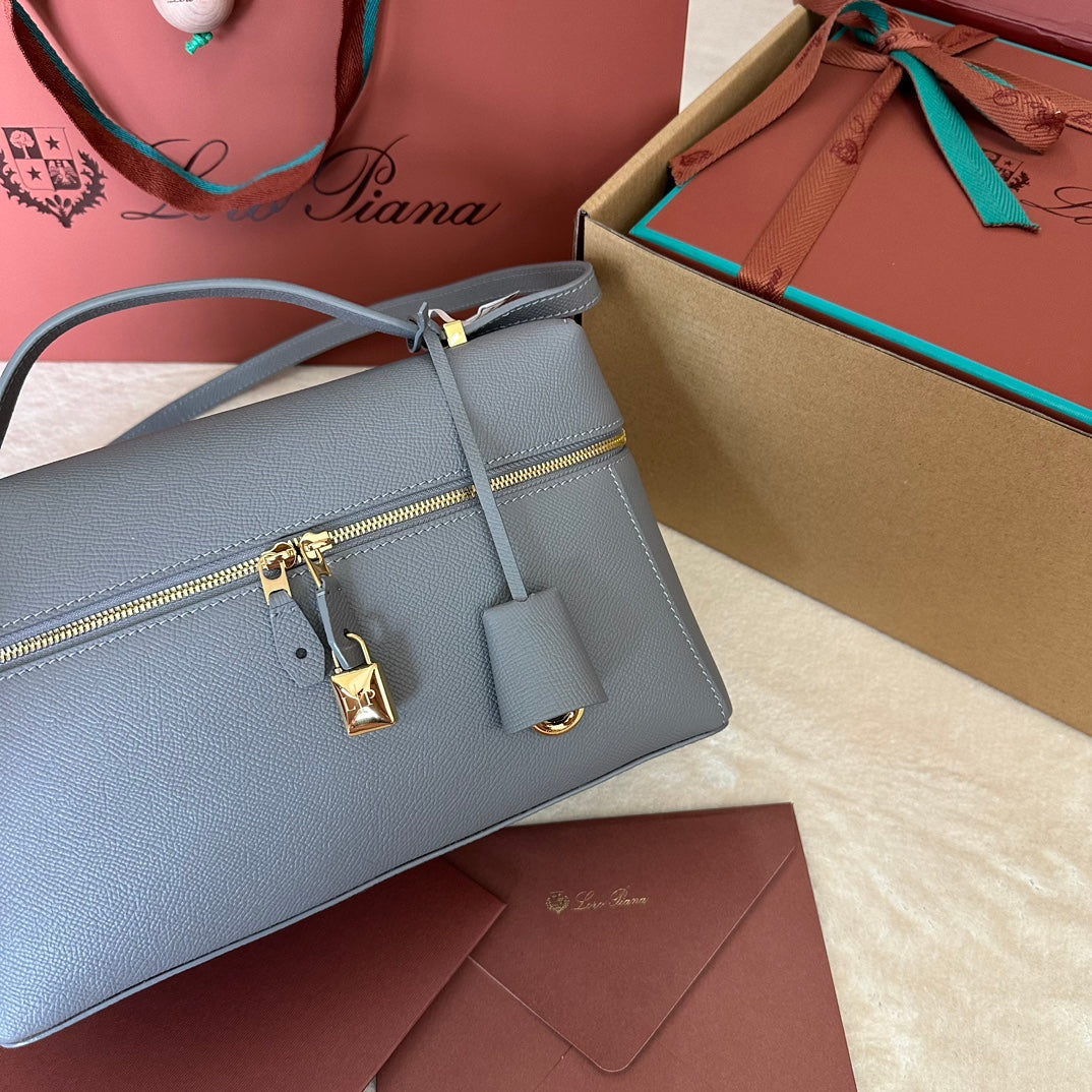 Alternative view of EXTRA BAG L27 IN COOL GRAY SMOOTH CALFSKIN WITH GOLD HARDWARE