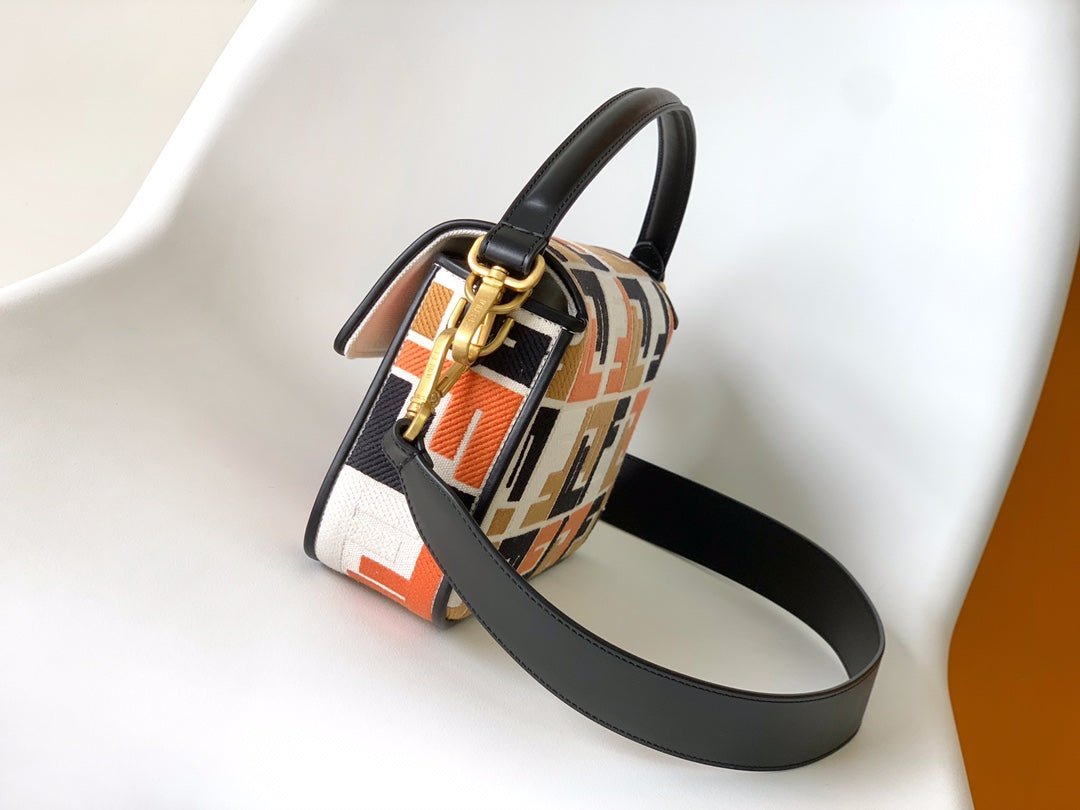 Fendi Baguette 27 Black White Orange Embroidery - Image 3