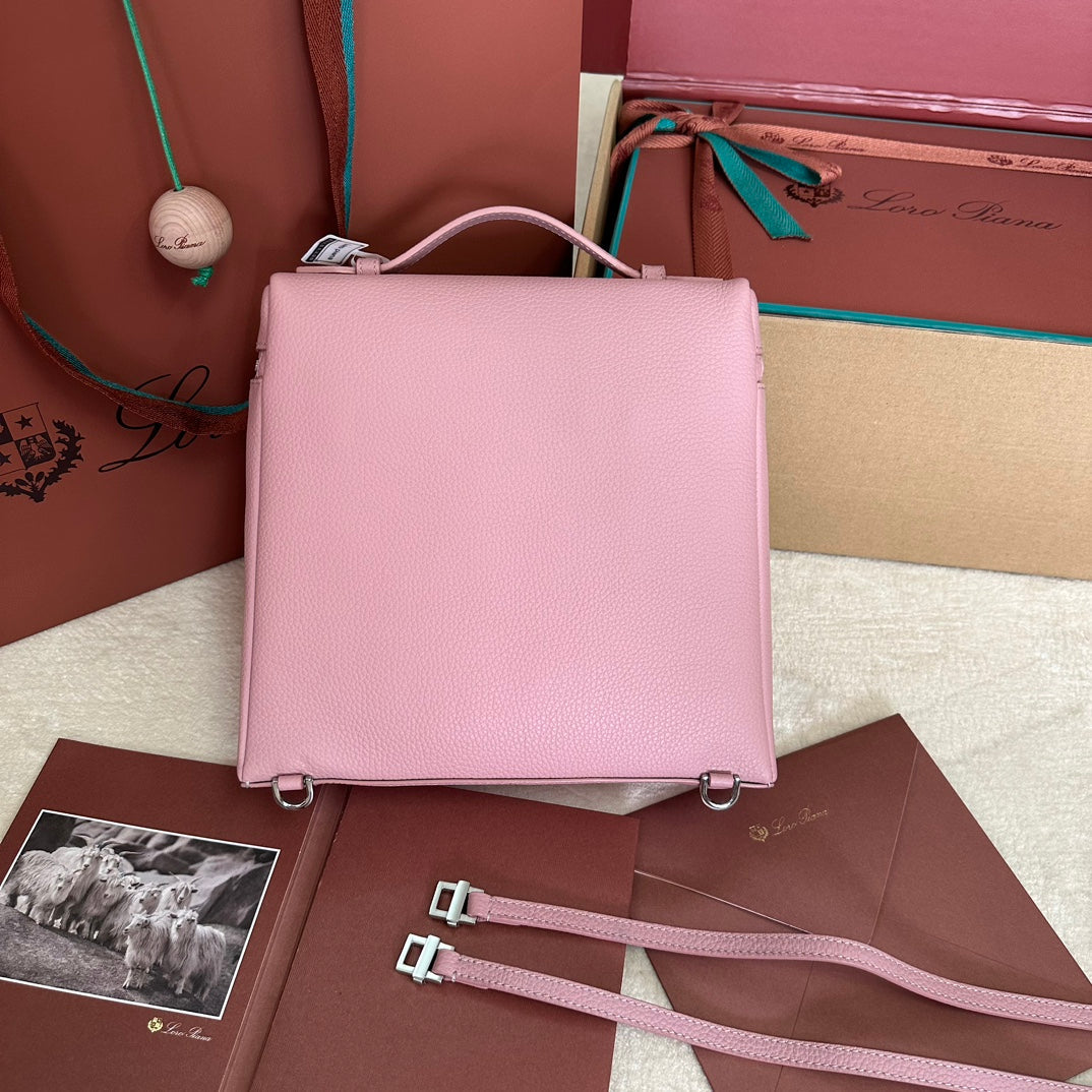 Alternative view of EXTRA POCKET BACKPACK L23.5 IN BABY PINK CALFSKIN WITH SILVER HARDWARE