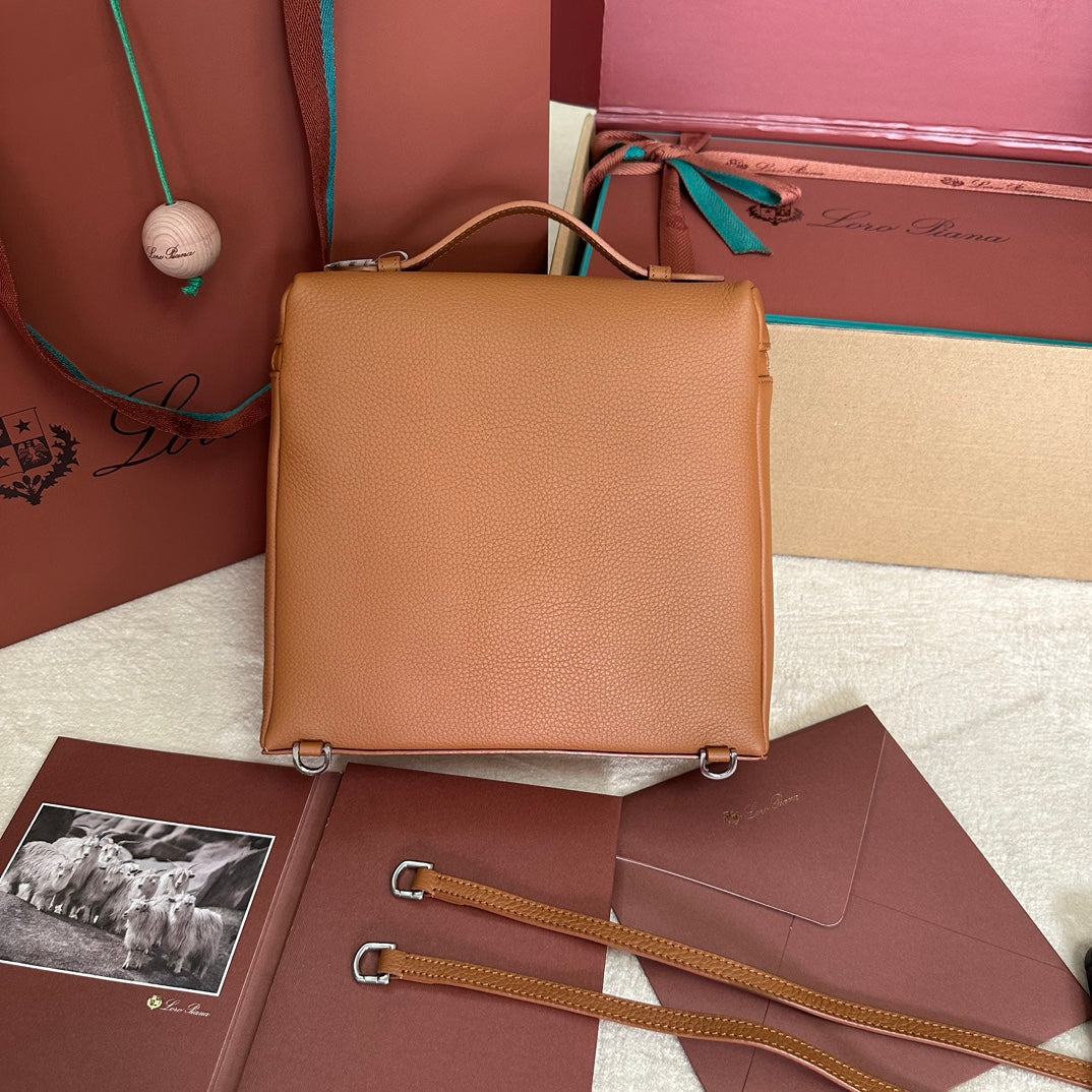 Alternative view of EXTRA POCKET BACKPACK L23.5 IN GINGER ORANGE CALFSKIN WITH SILVER HARDWARE