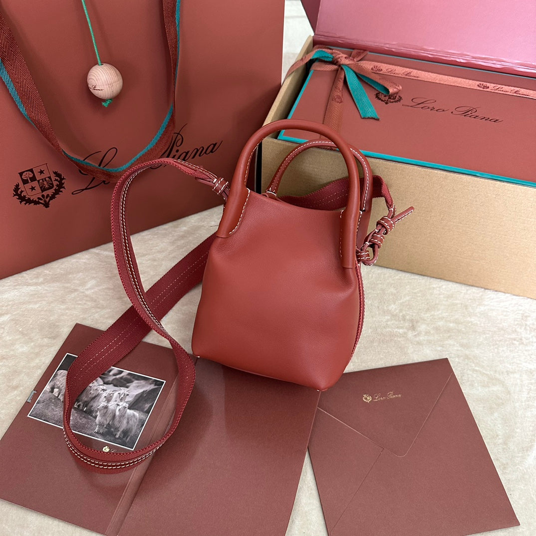 Alternative view of MICRO BALE BAG IN MARS RED CALFSKIN