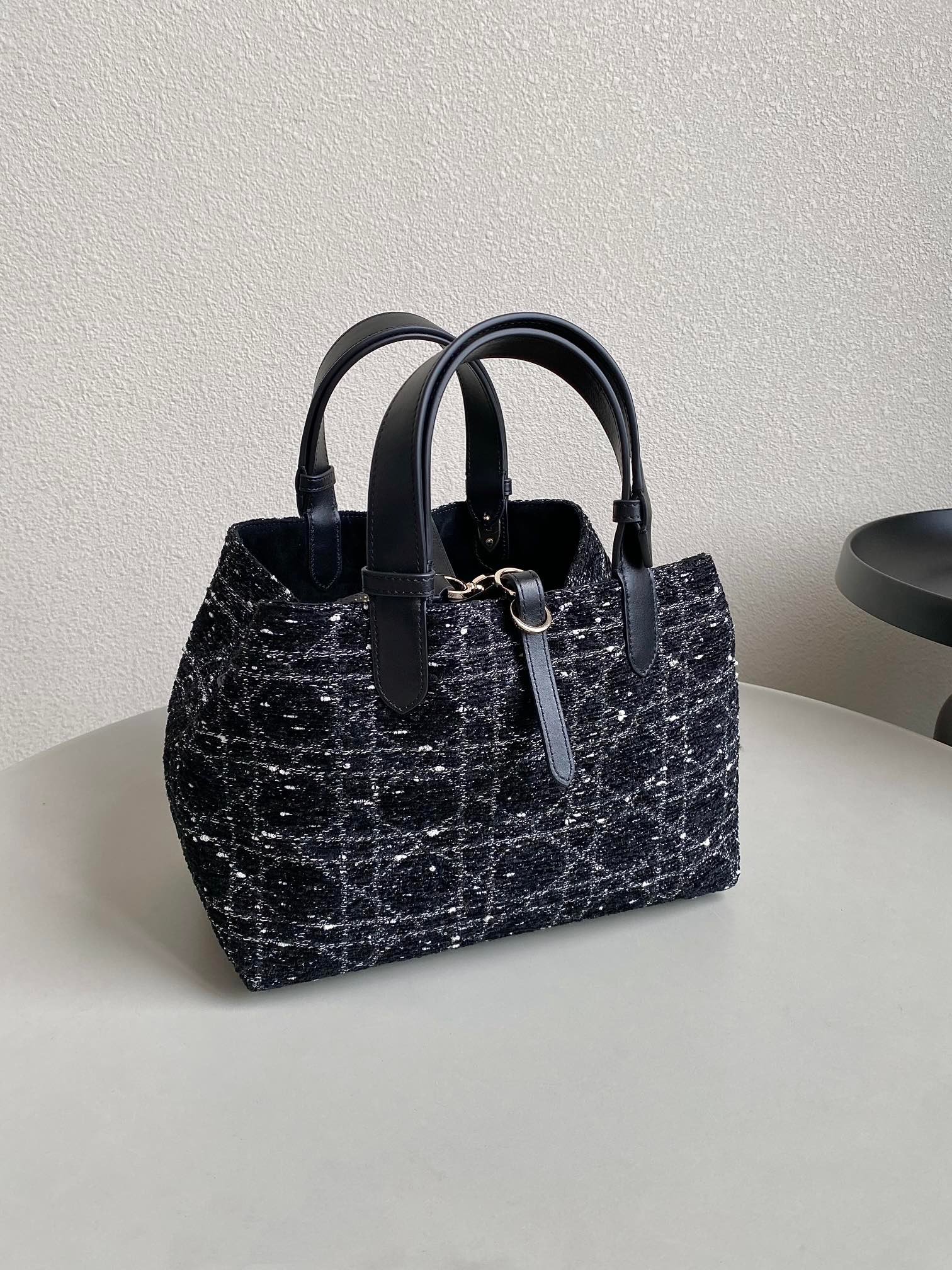 Dior Toujours Medium Black Tweed Top Handle Tote - Image 2