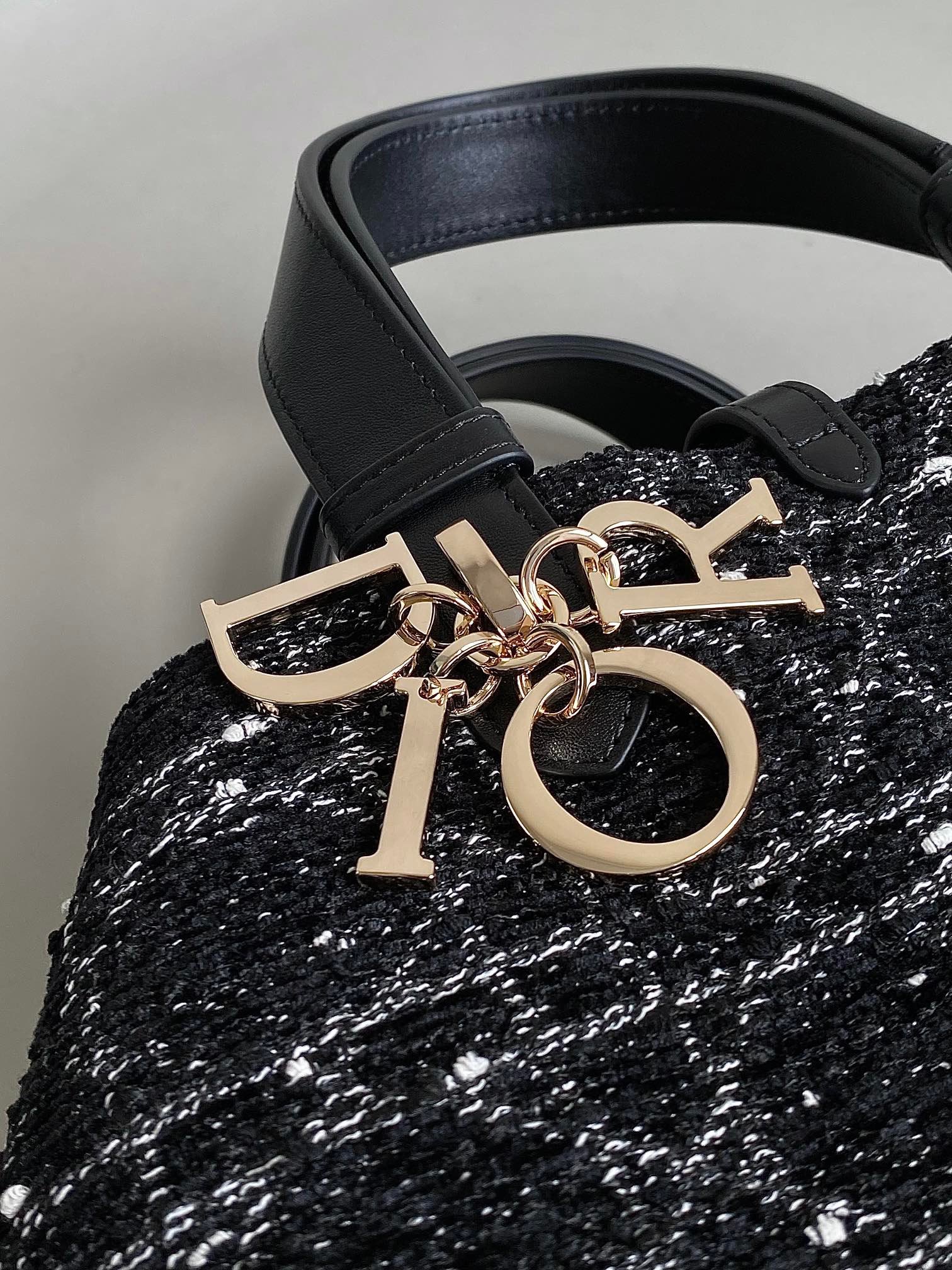 Dior Toujours Medium Black Tweed Top Handle Tote - Image 4