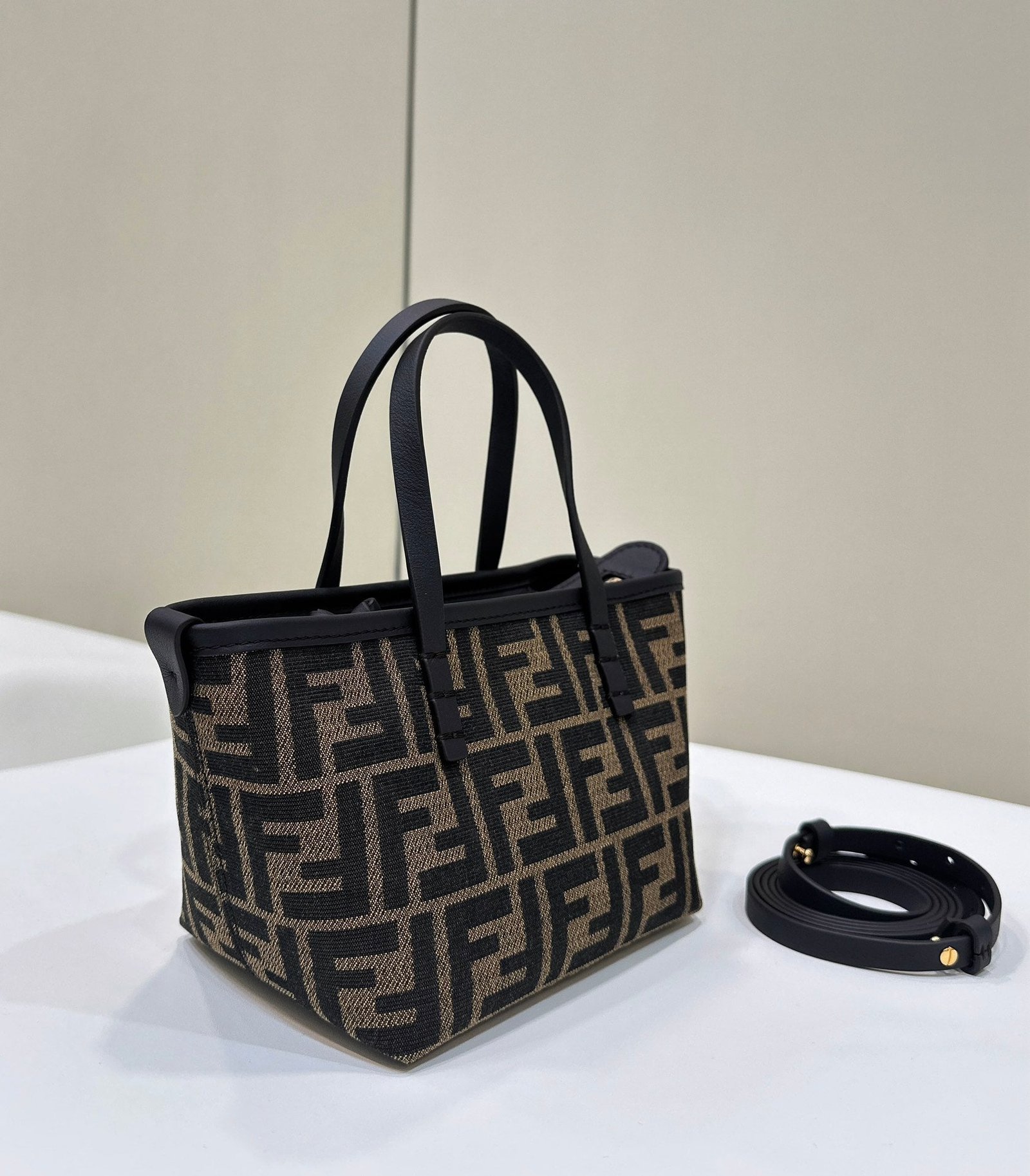 Alternative view of Fendi Mini Roll 15 Black Brown Jacquard