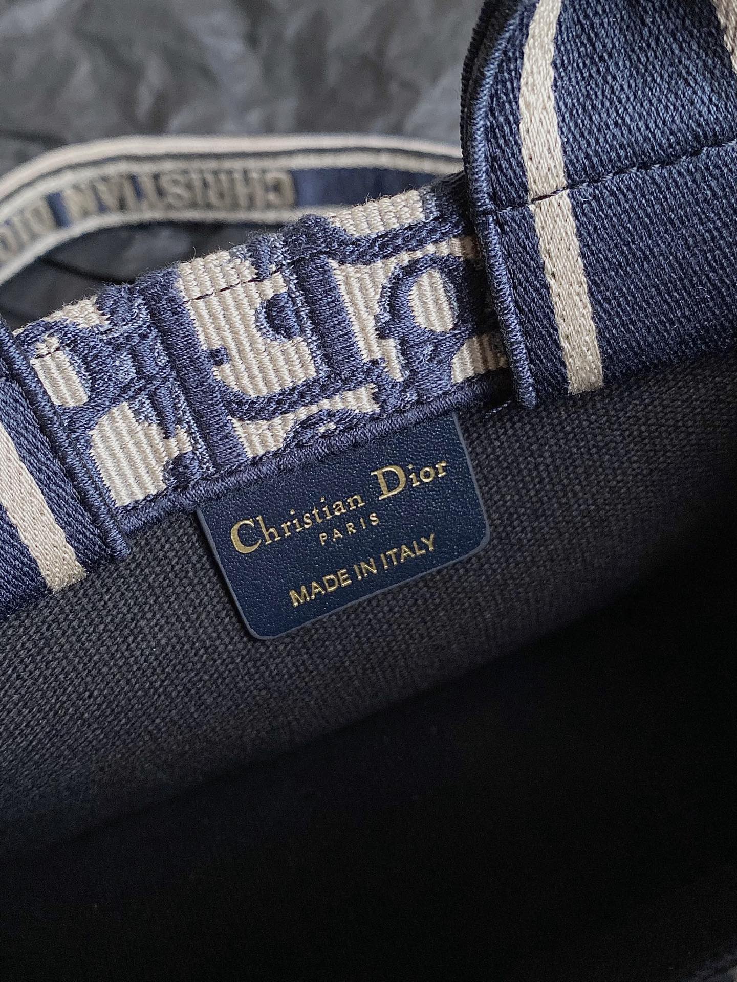 Dior Mini Book Tote 21 Blue Oblique Embroidery Bag - Image 5
