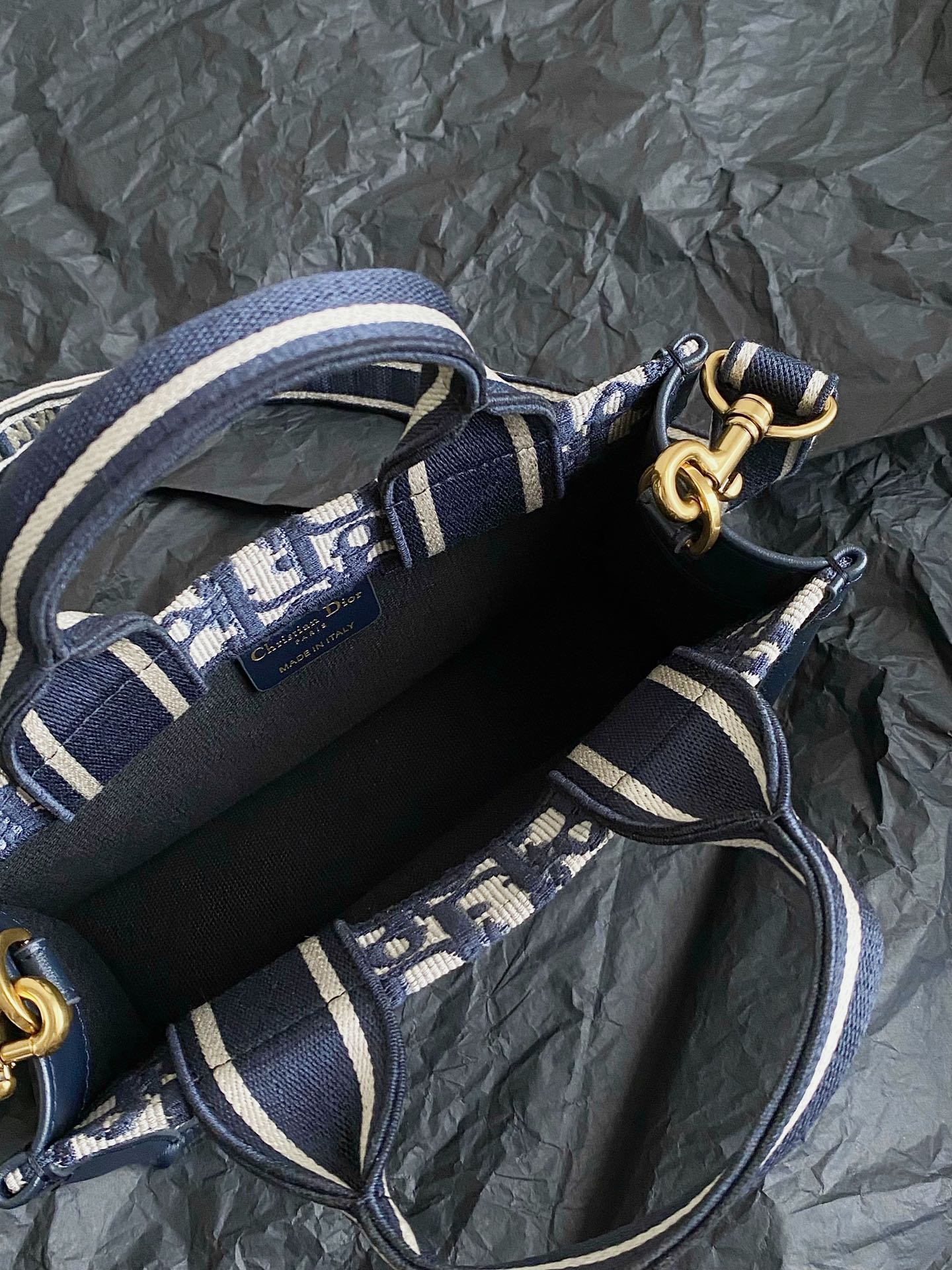 Dior Mini Book Tote 21 Blue Oblique Embroidery Bag - Image 8
