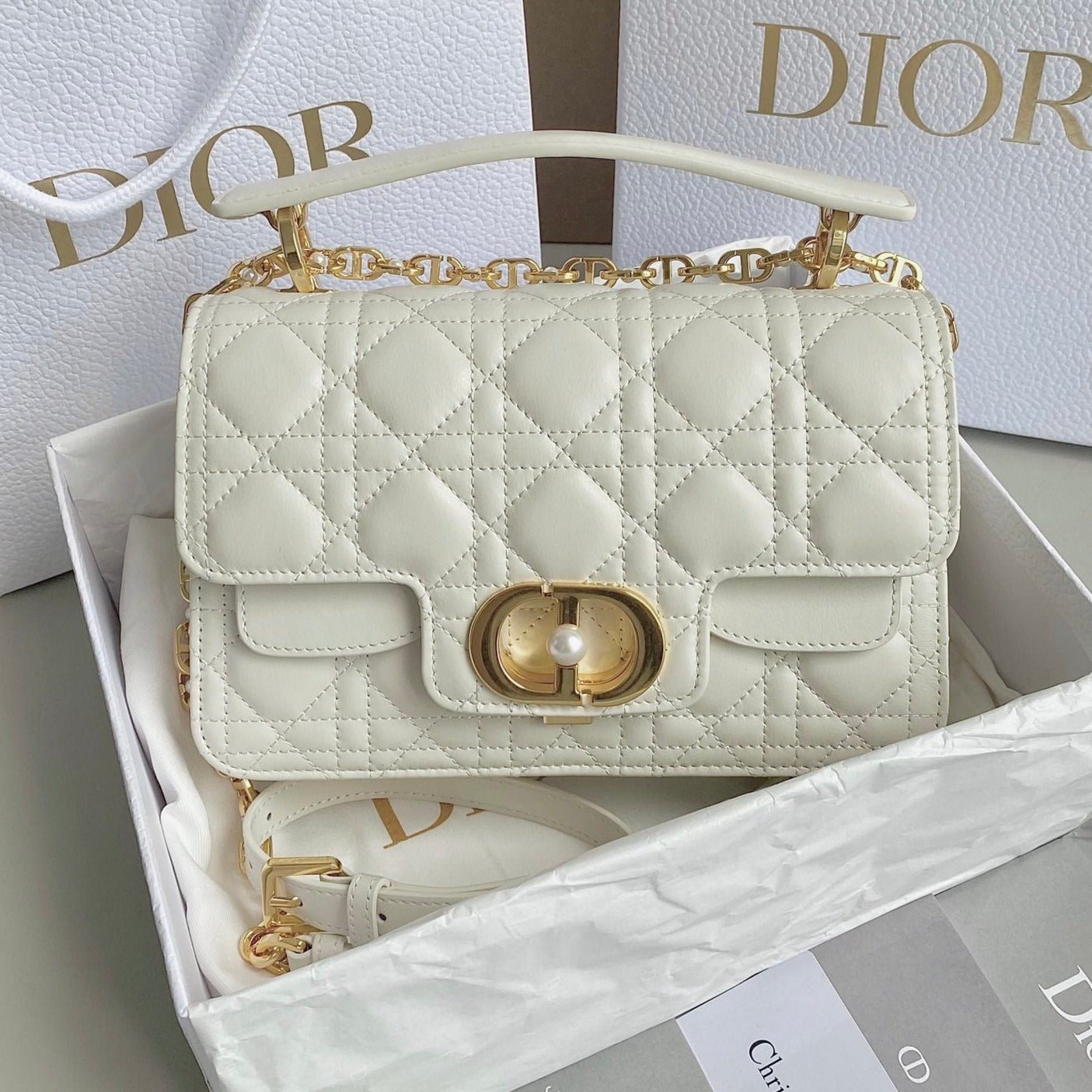 Dior Mini Jolie 22 White Calfskin Handbag