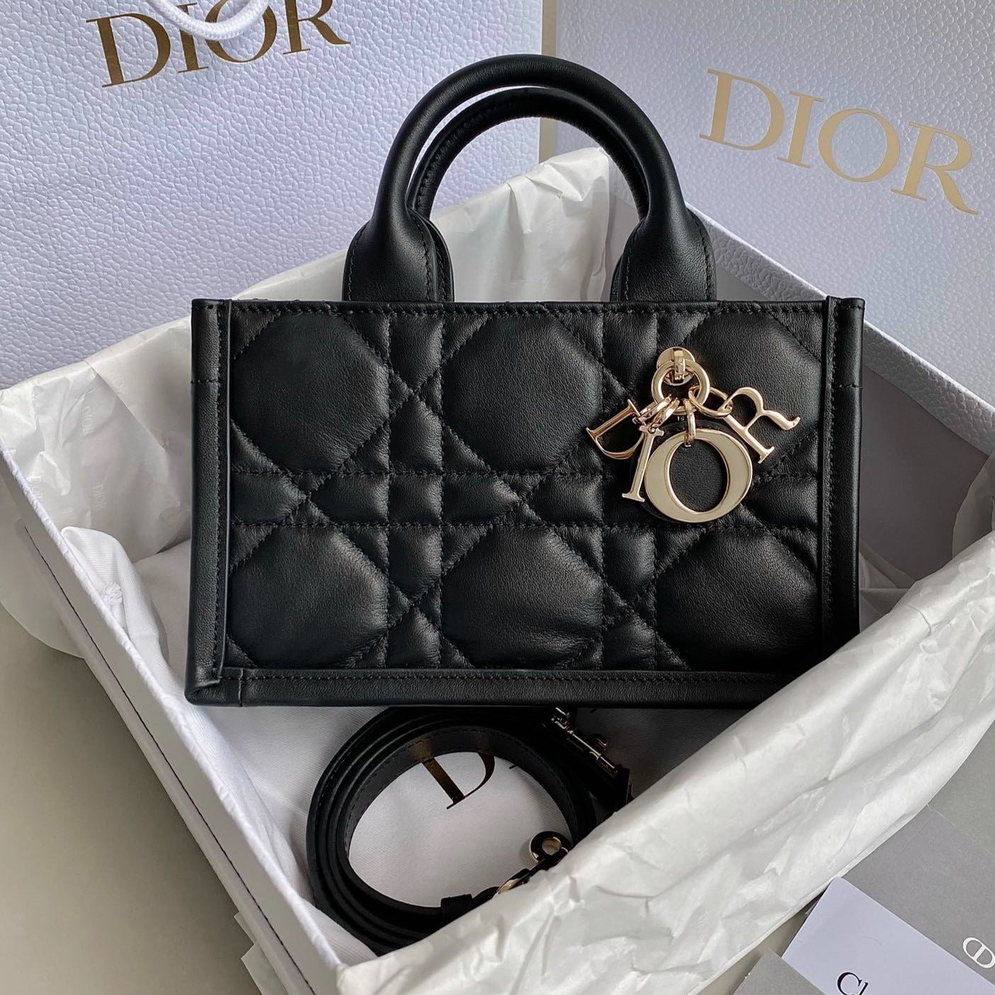 Dior Mini Book Tote 21 Macrocannage Calfskin