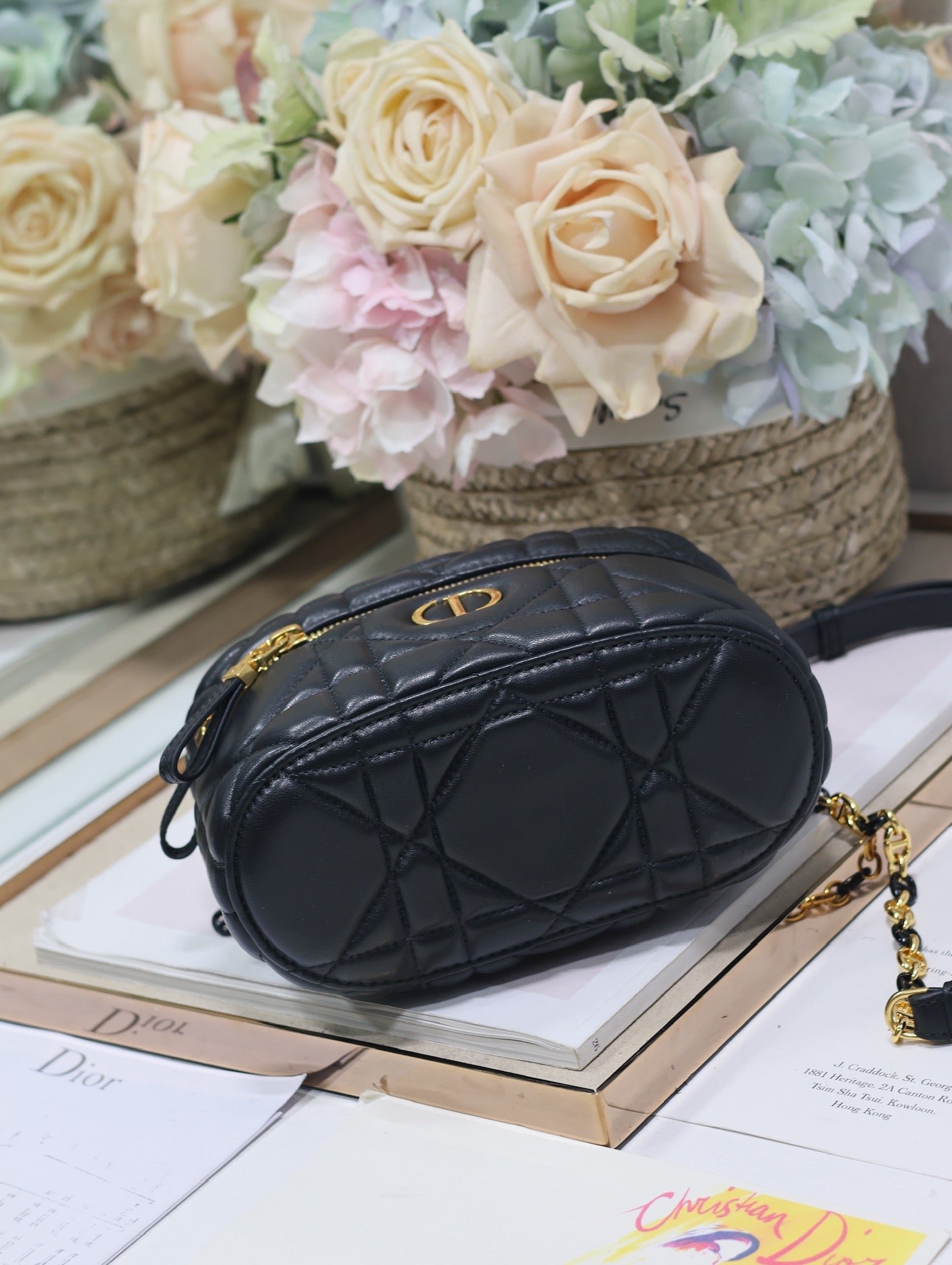 Dior Caro Black Lambskin Vanity Case Quilted - Image 6
