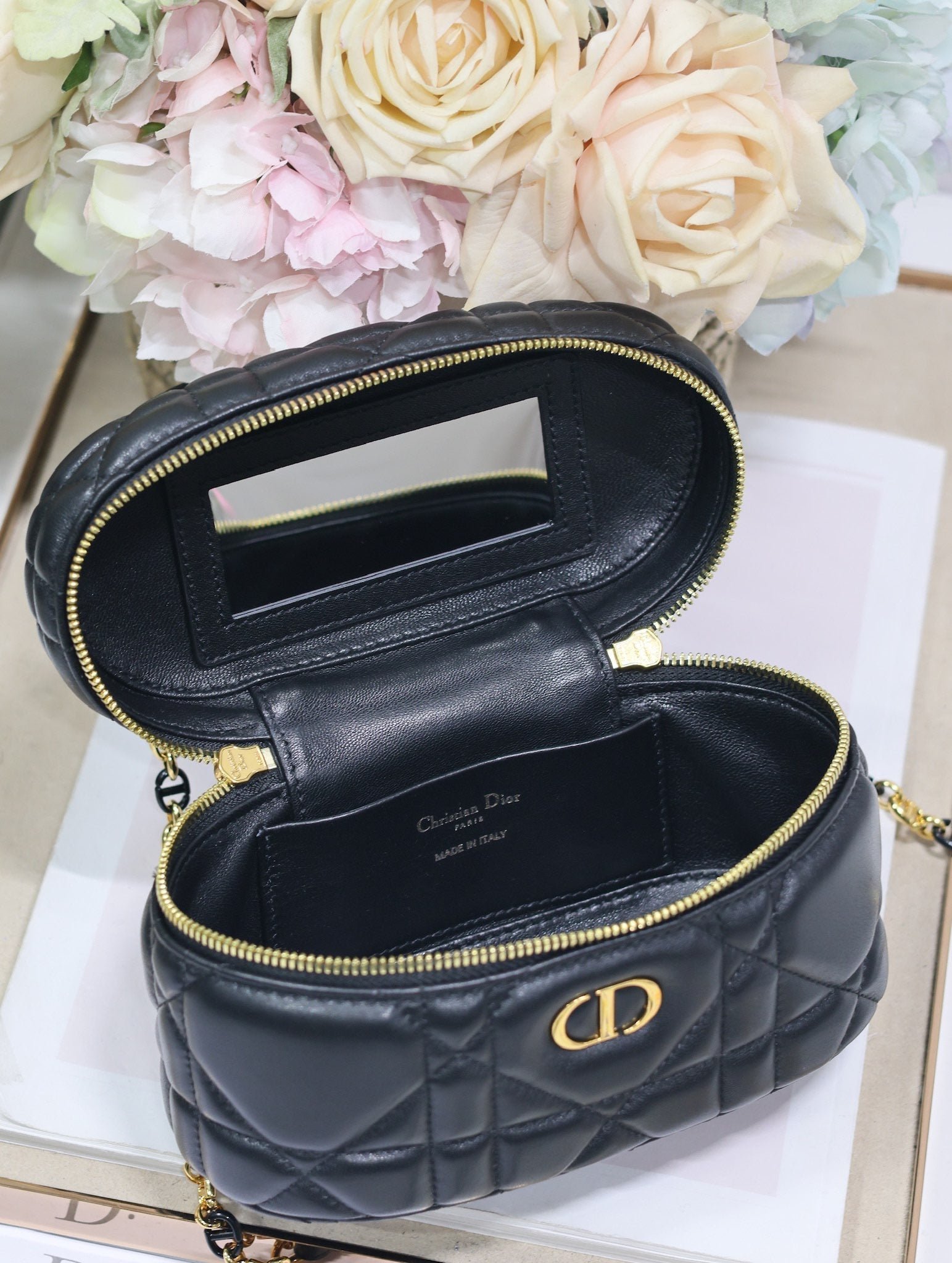 Dior Caro Black Lambskin Vanity Case Quilted - Image 5