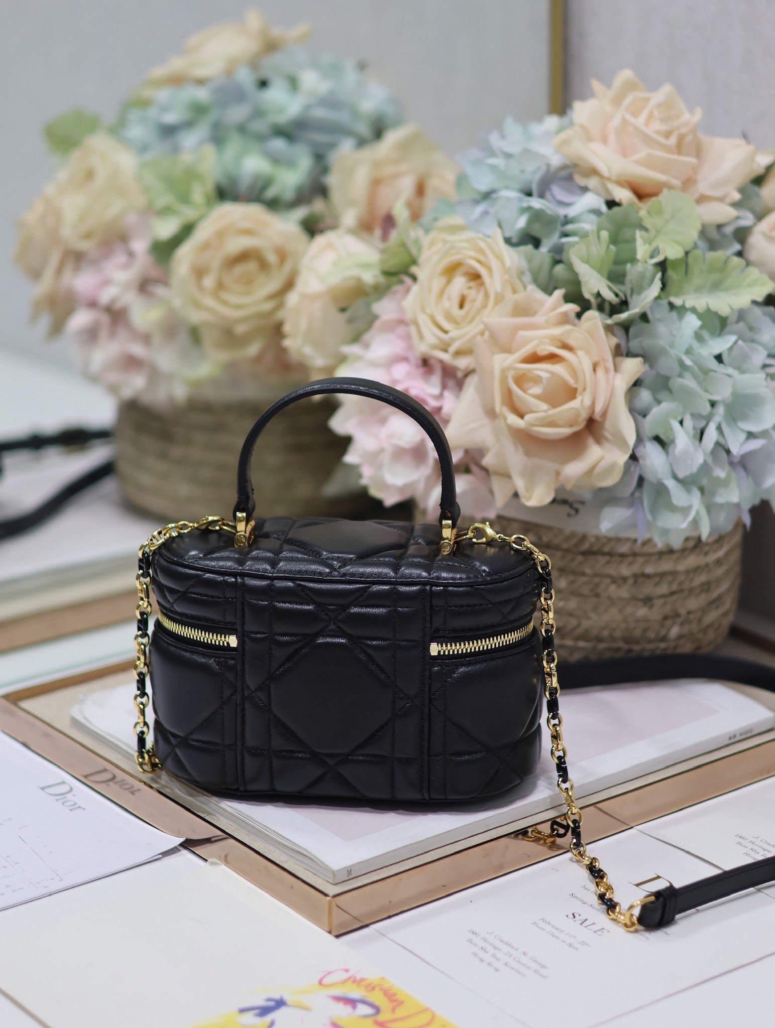 Dior Caro Black Lambskin Vanity Case Quilted - Image 4