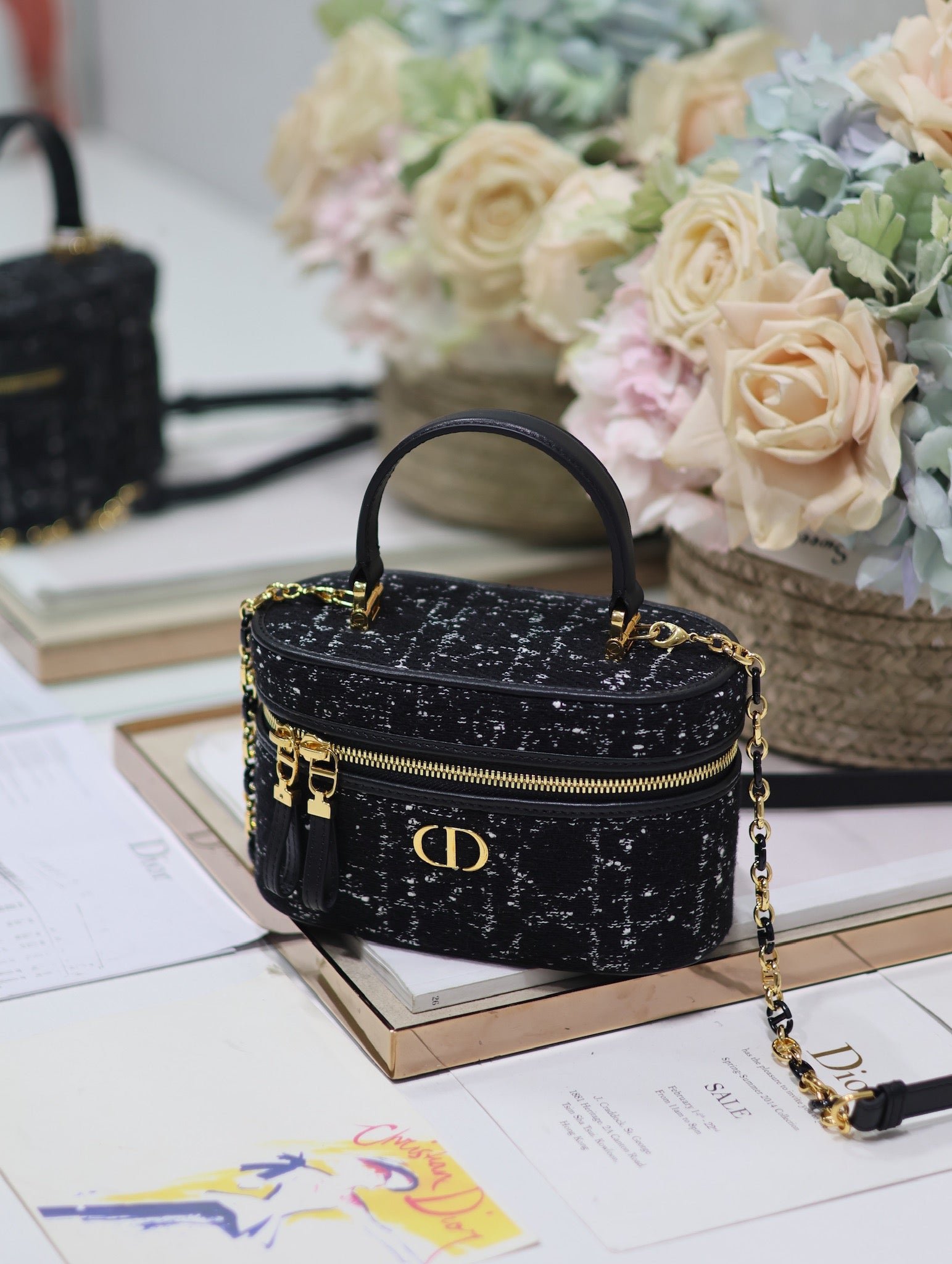 Dior Caro Black Tweed Vanity Fabric with Quilted - Image 3