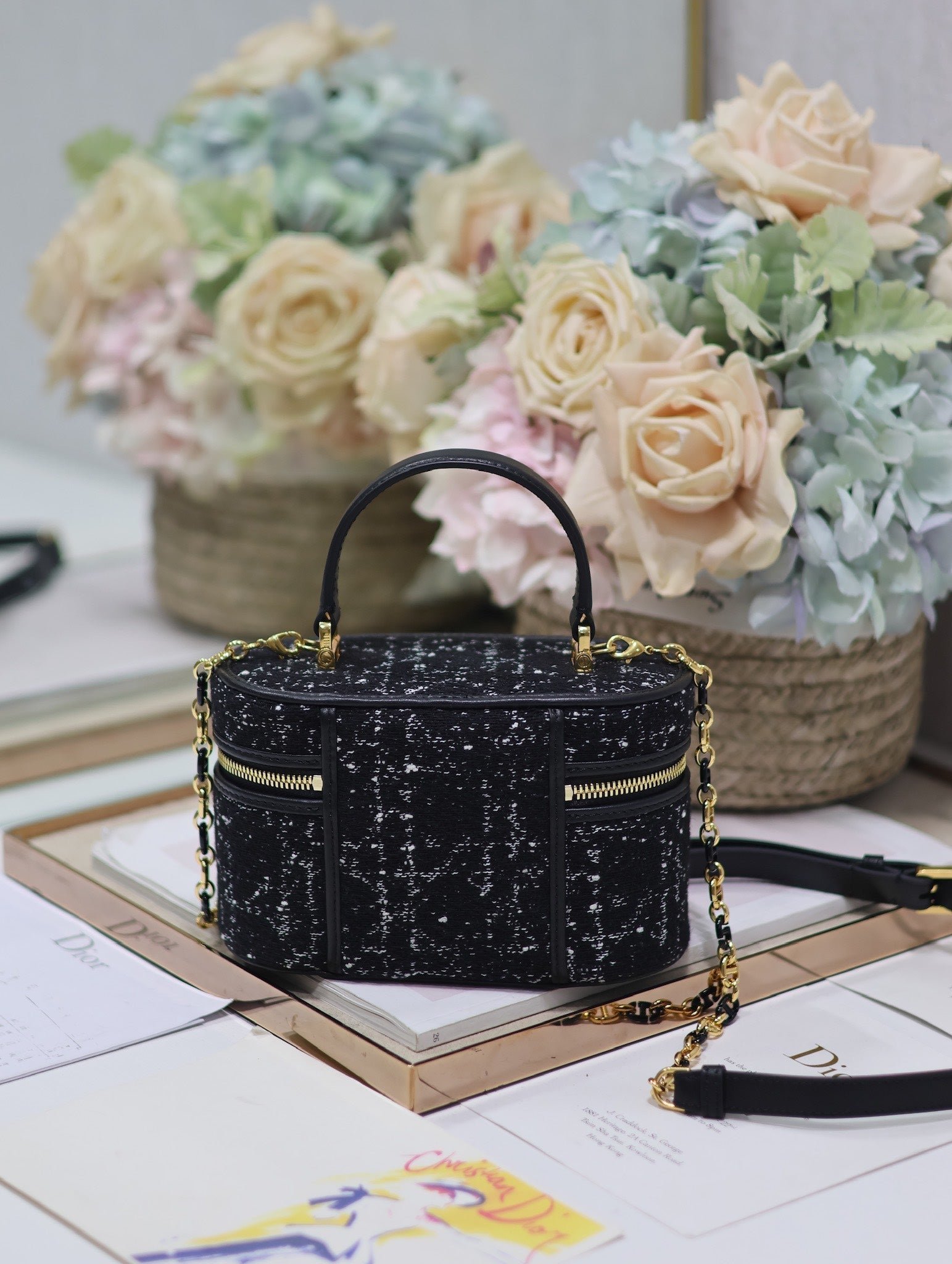 Dior Caro Black Tweed Vanity Fabric with Quilted - Image 4