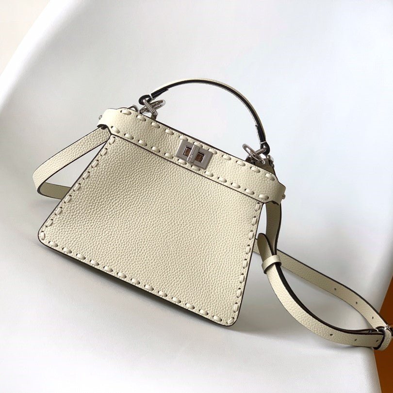 Fendi Peekaboo Iseeu Petite 20 Ivory Calfskin Silver