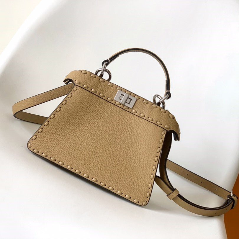 Fendi Peekaboo Iseeu Petite 20 Light Brown Calfskin Silver