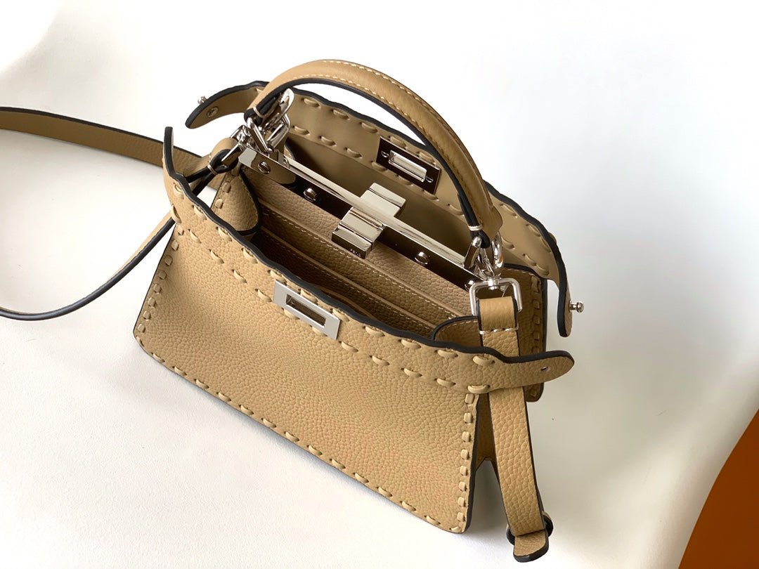 Alternative view of Fendi Peekaboo Iseeu Petite 20 Light Brown Calfskin Silver