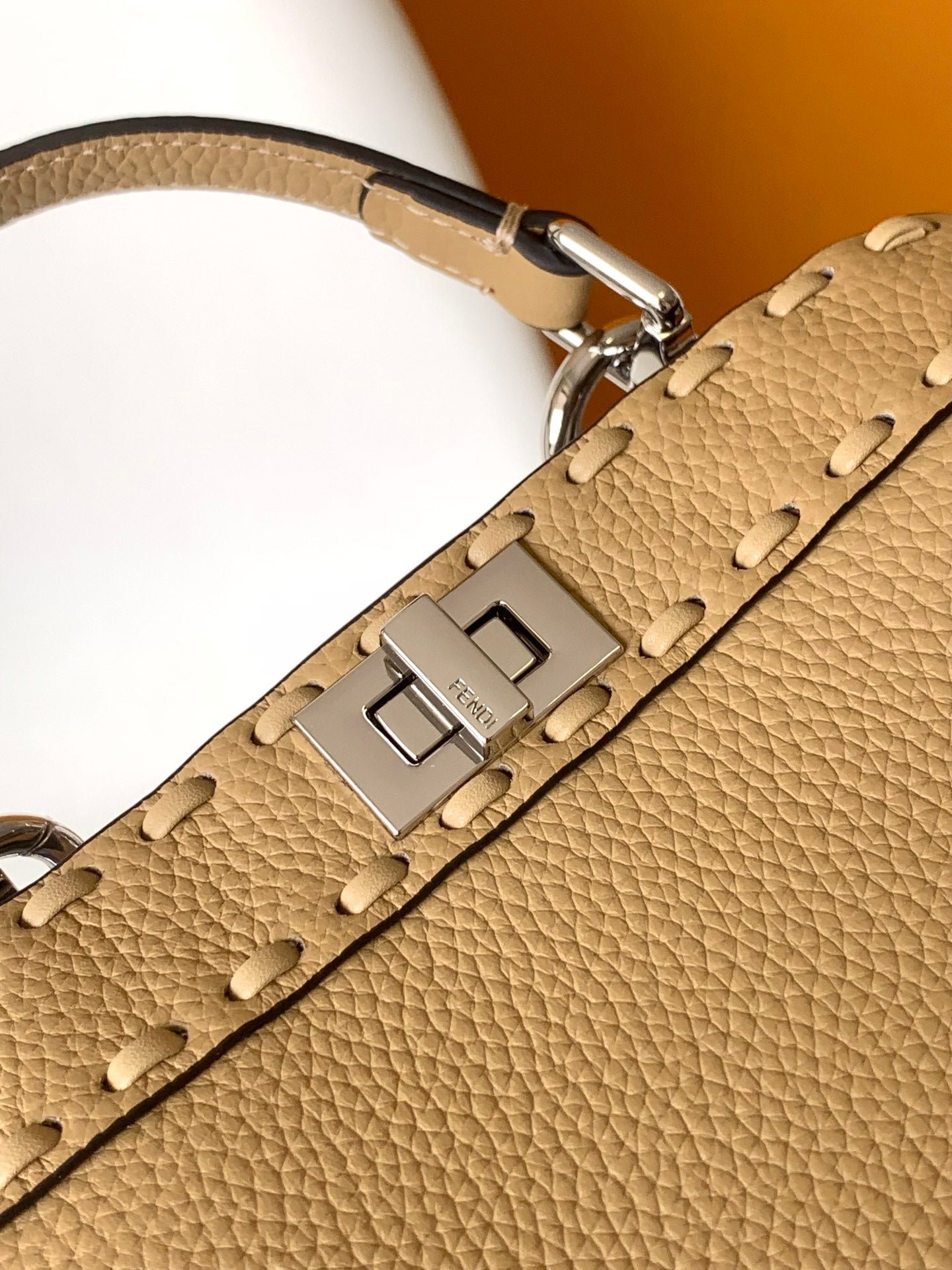 Fendi Peekaboo Iseeu Petite 20 Light Brown Calfskin Silver - Image 6