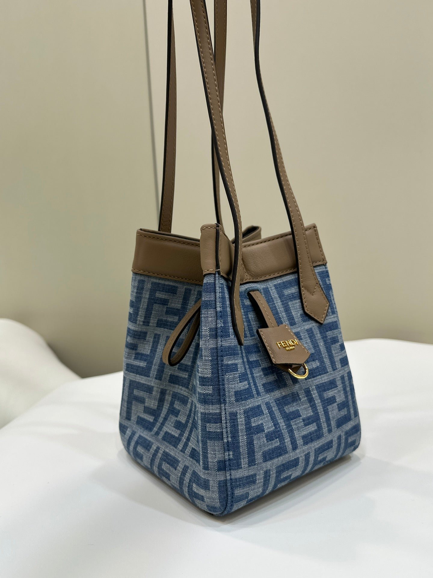 Fendi Origami Mini 19 True Blue Denim Bucket - Image 3