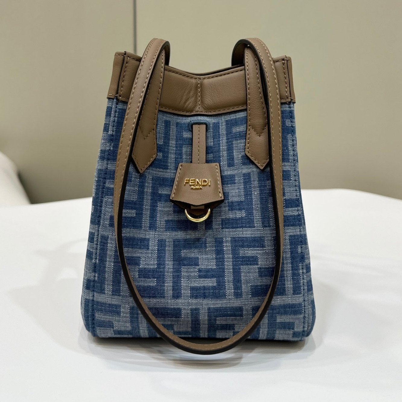 Fendi Origami Mini 19 True Blue Denim Bucket