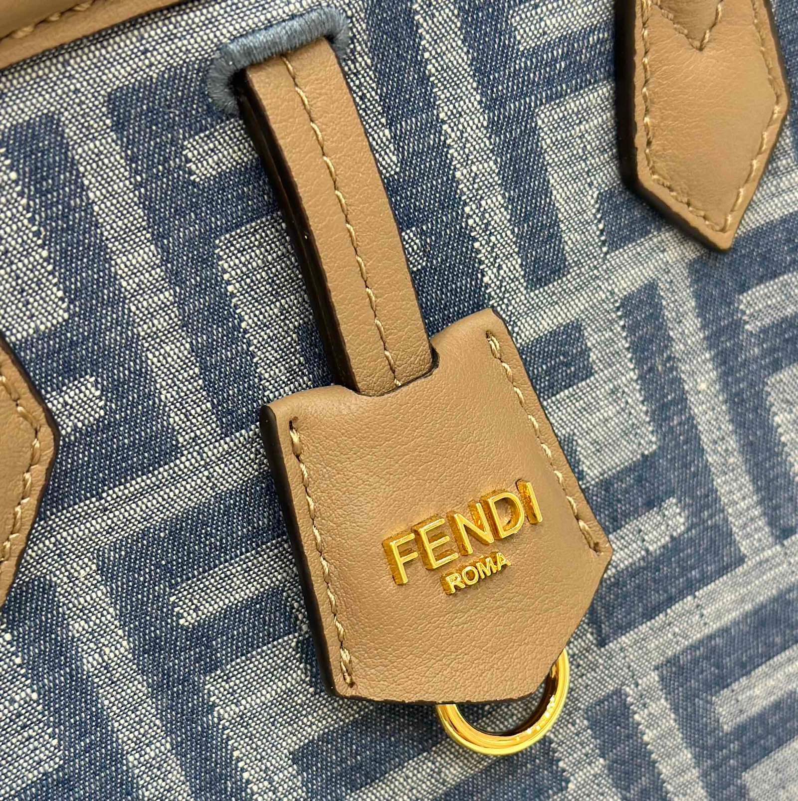 Fendi Origami Mini 19 True Blue Denim Bucket - Image 5