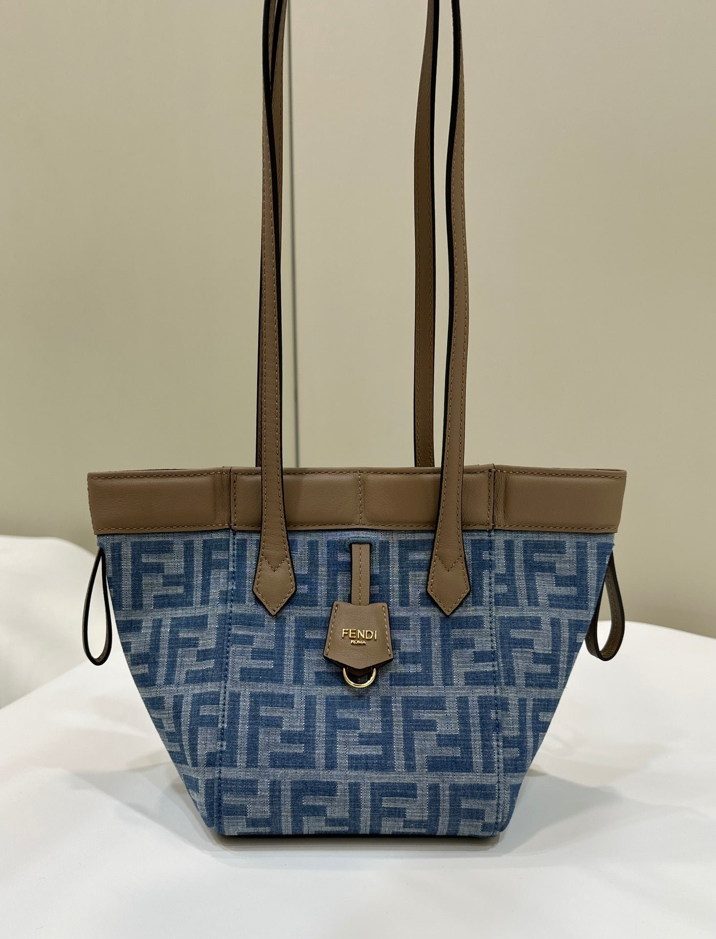 Fendi Origami Mini 19 True Blue Denim Bucket - Image 4