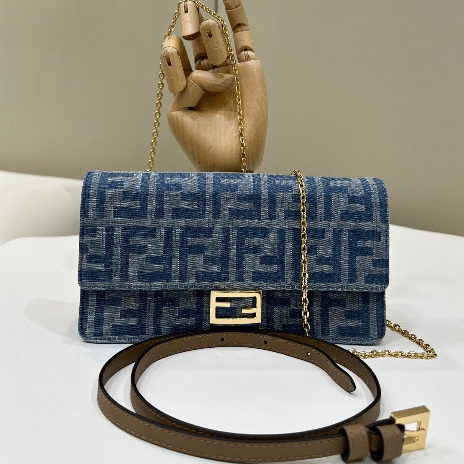 Fendi Baguette Mini 21 Cerulean Blue Denim