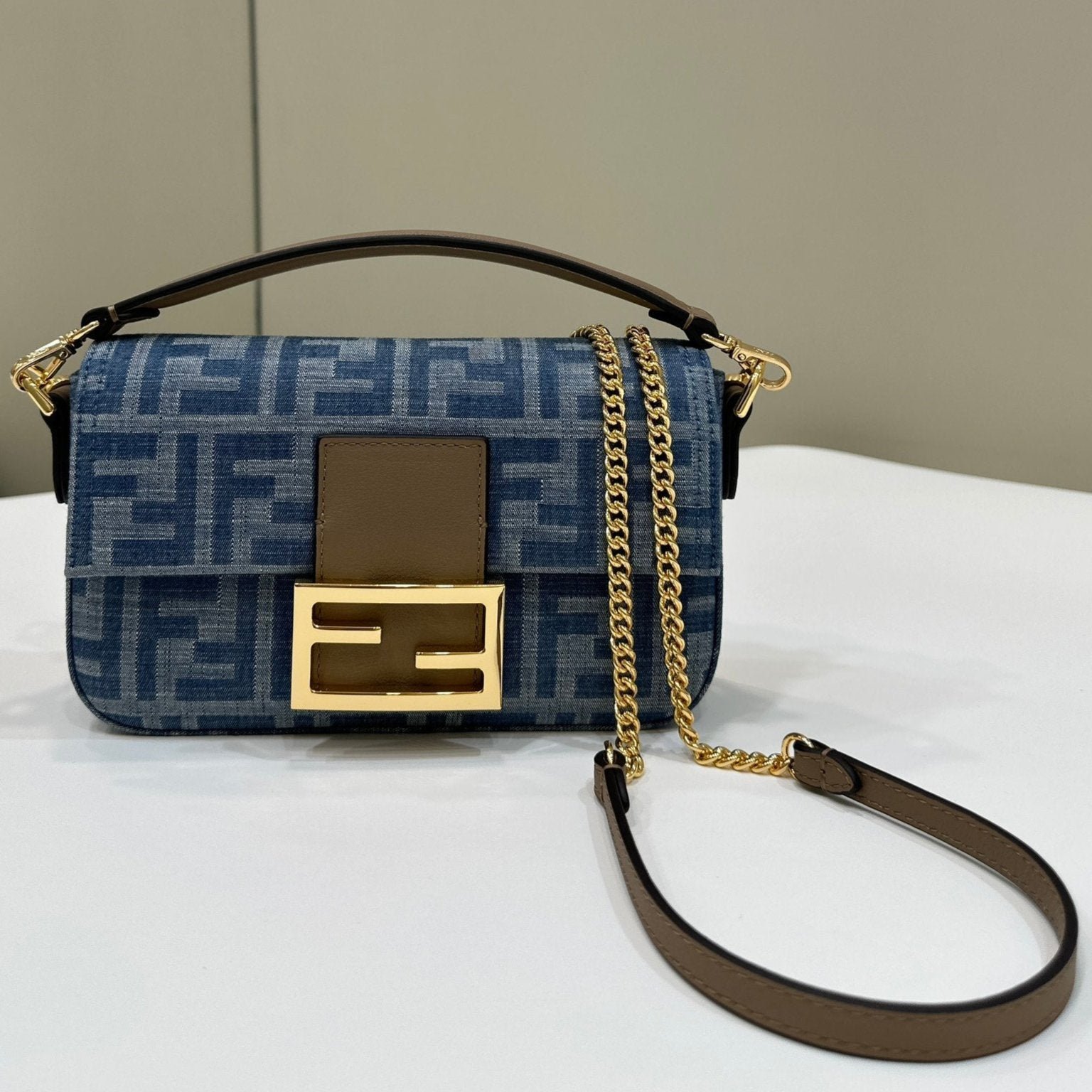 Fendi Baguette Mini 19 Cerulean Blue Denim
