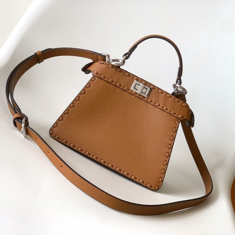 Fendi Peekaboo Iseeu Petite 20 Tan Calfskin Silver