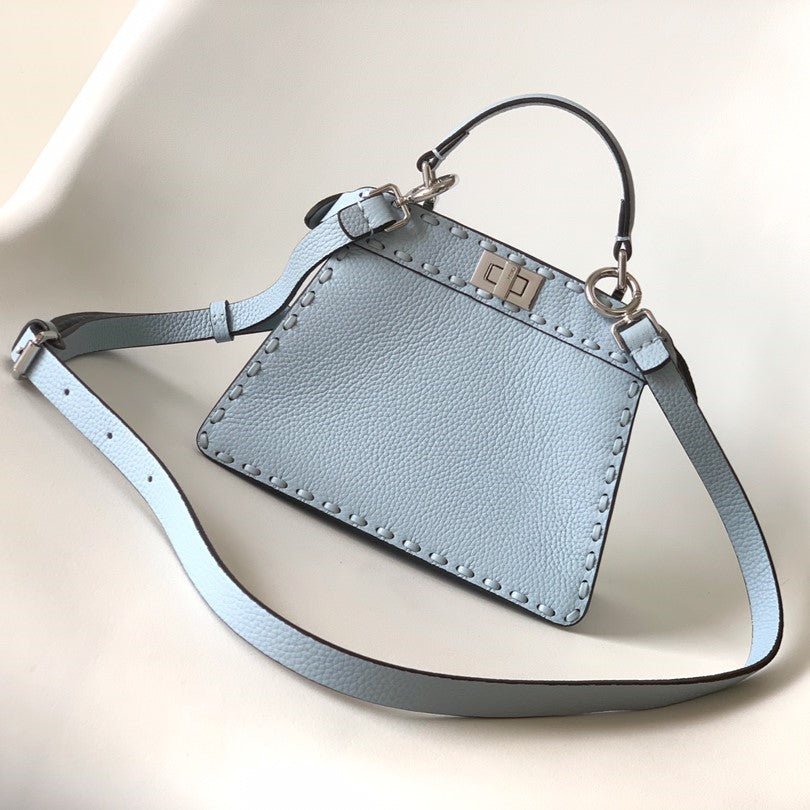 Fendi Peekaboo Iseeu Petite 20 Baby Blue Calfskin Silver