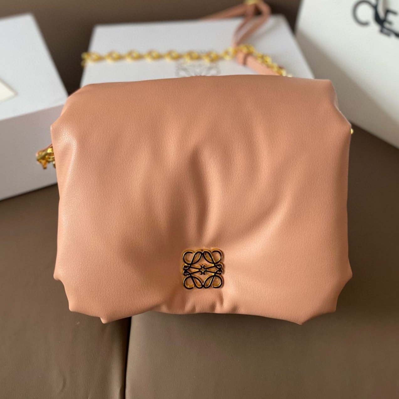 Alternative view of LOE MINI PUFFER GOYA 23 BAG IN CAMEL SHINY NAPPA LAMBSKIN