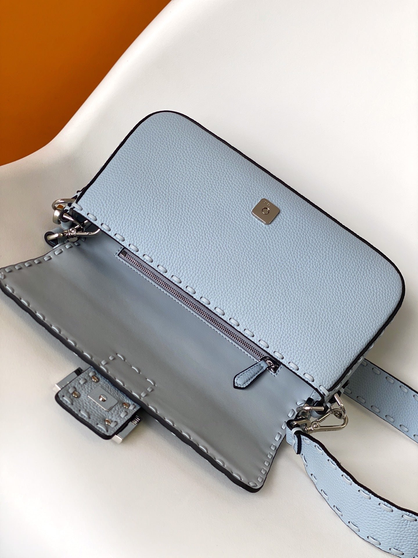 Alternative view of Fendi Baguette 27 Baby Blue Calfskin Bag