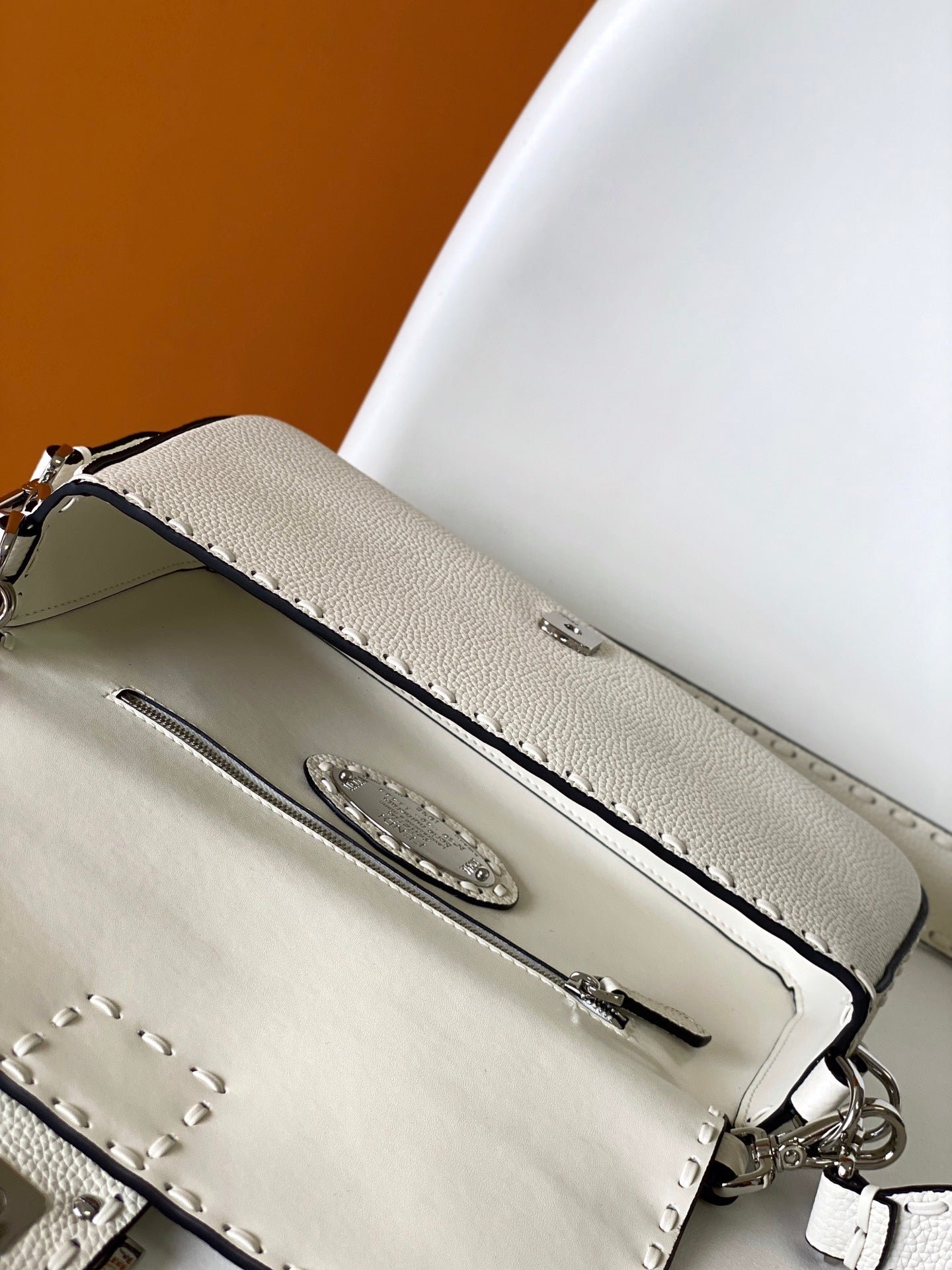 Alternative view of Fendi Baguette 27 White Calfskin Bag