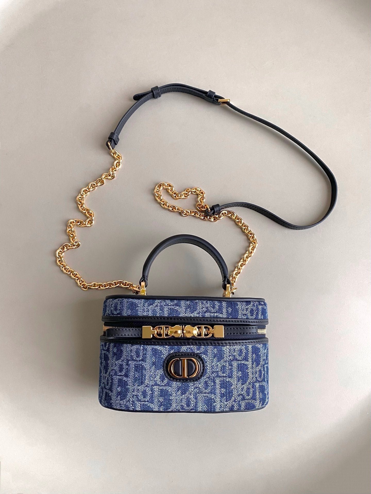 Alternative view of Dior Mini Vanity Case 16 Blue Denim Oblique Jacquard