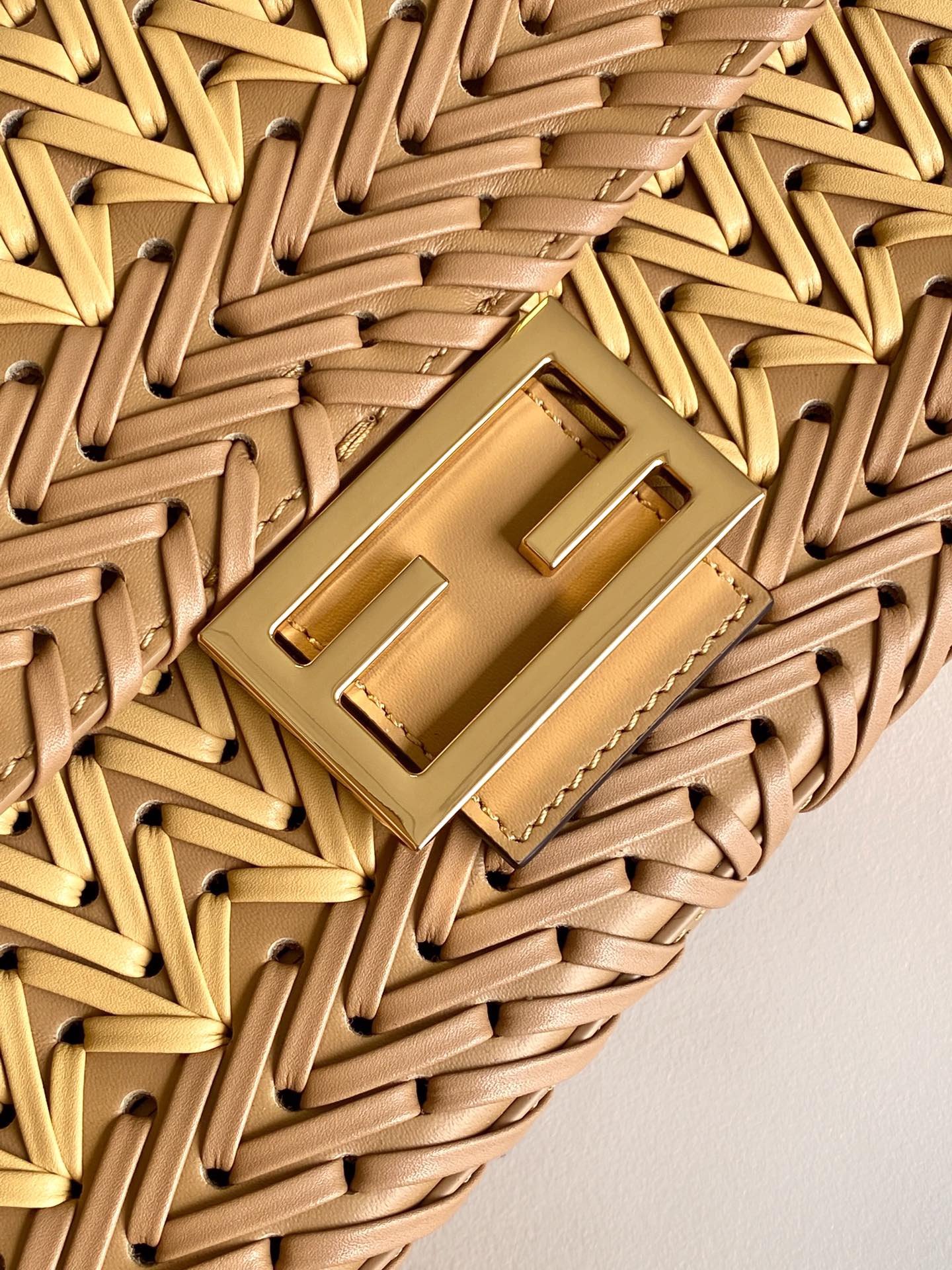 Alternative view of Fendi Baguette 27 Brown Beige Interlaced Calfskin