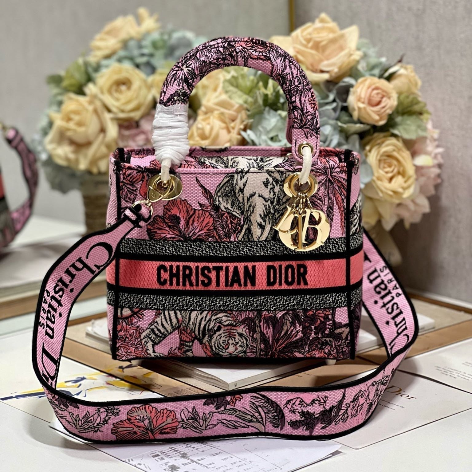 Christian Dior Lady Dior Canvas Pink Jungle 24