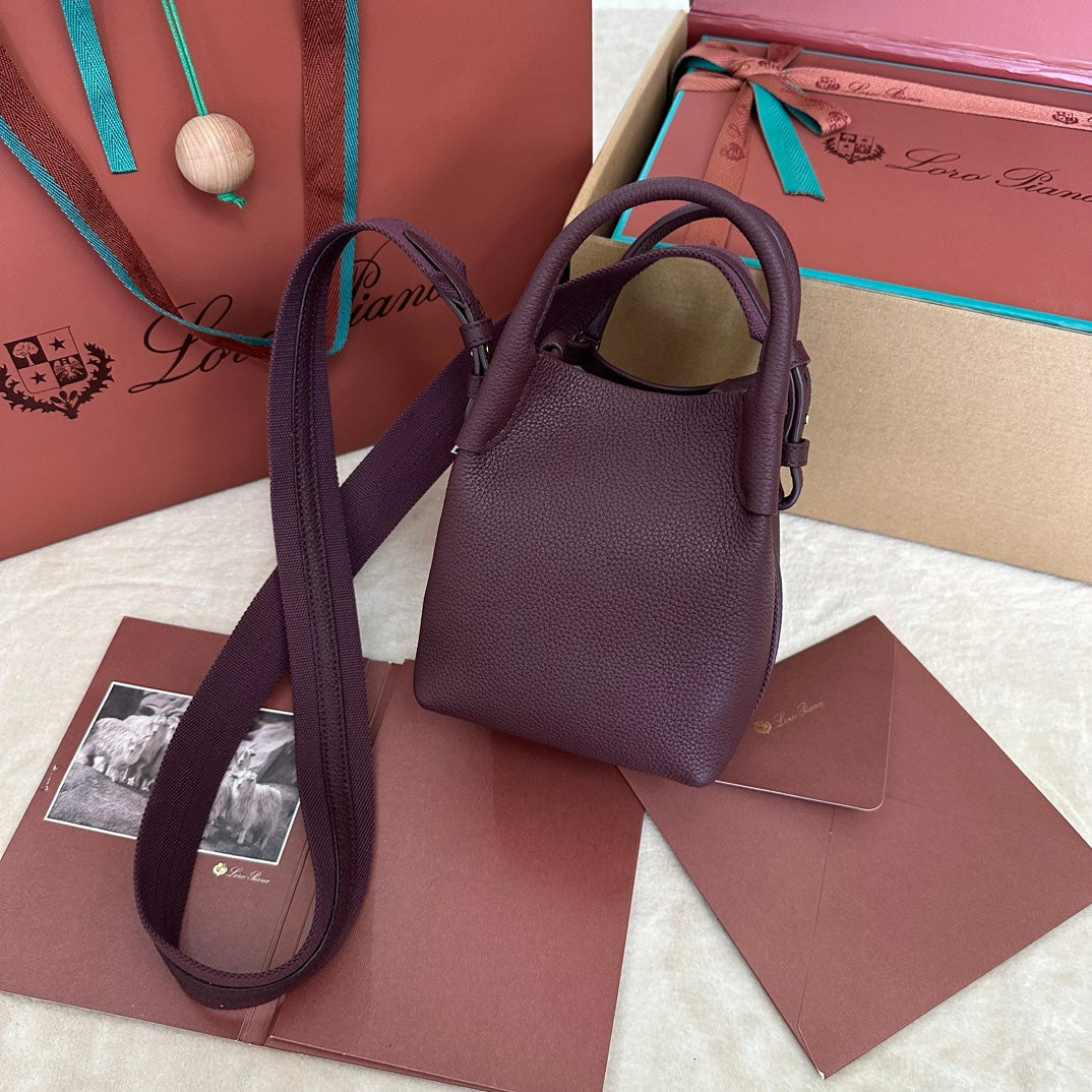 Alternative view of MICRO BALE BAG IN WINE PURPLE CALFSKIN
