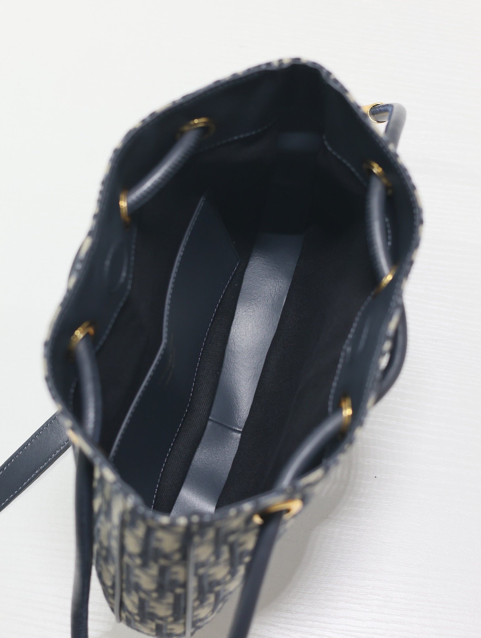 Dior Nolita Mini 27 Blue Oblique Jacquard Bucket Bag - Image 7
