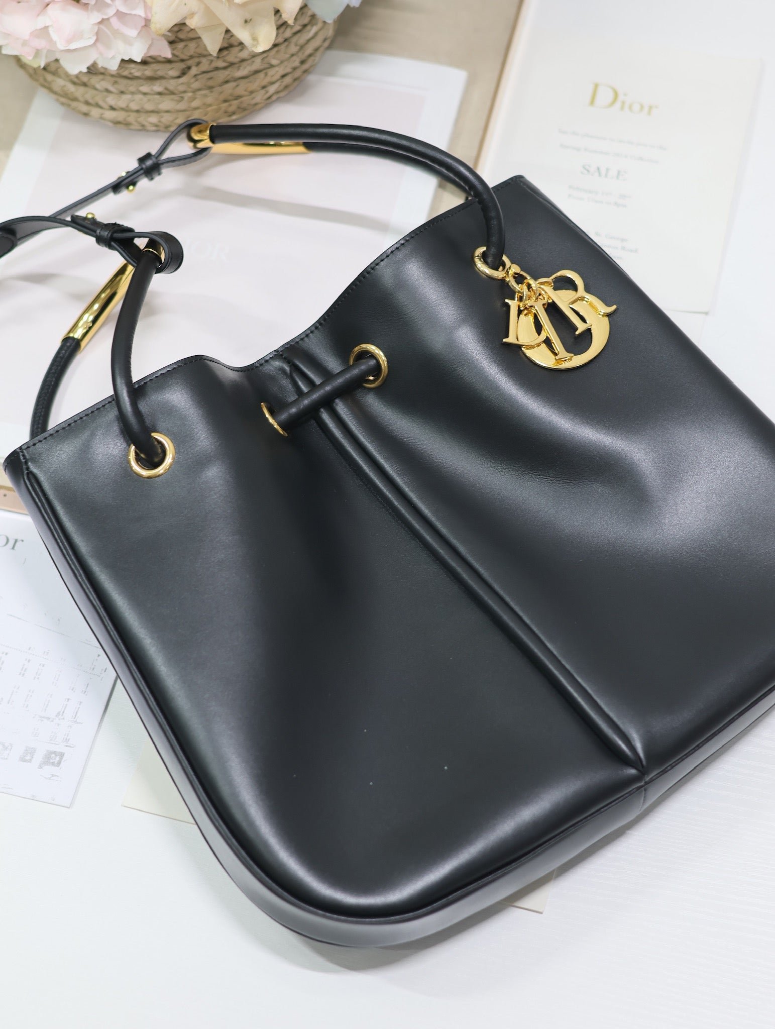 Dior Nolita Medium 34 Black Calfskin Bucket Bag - Image 6