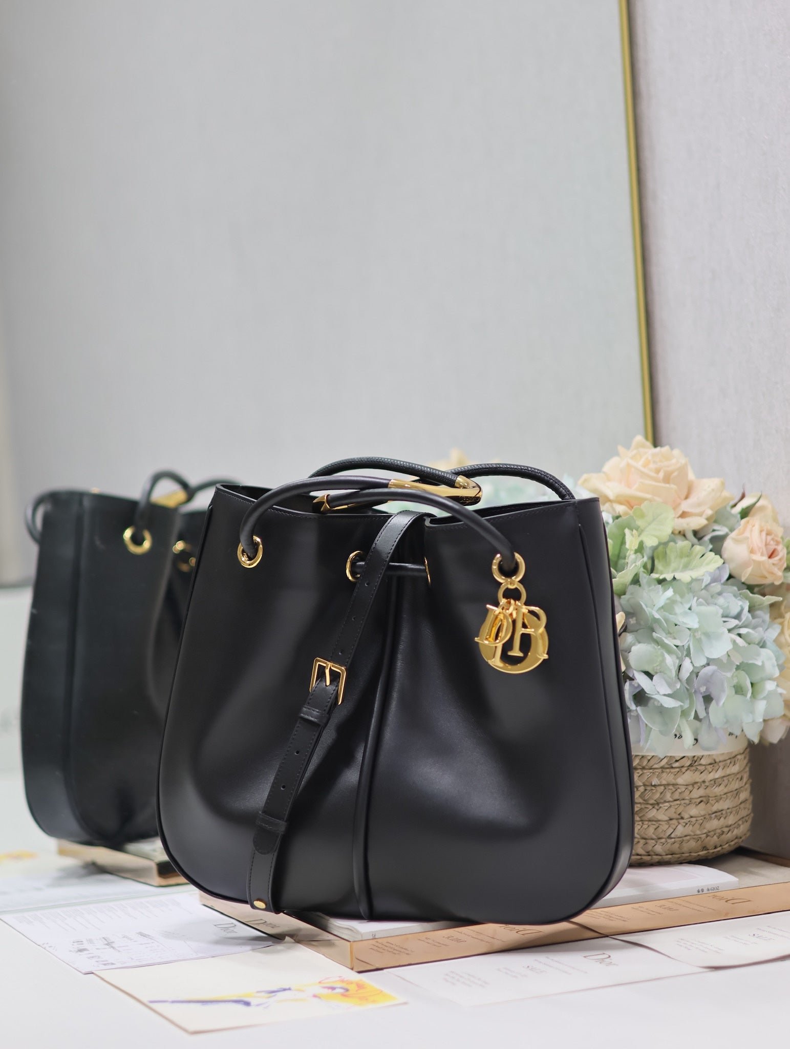 Dior Nolita Medium 34 Black Calfskin Bucket Bag - Image 4
