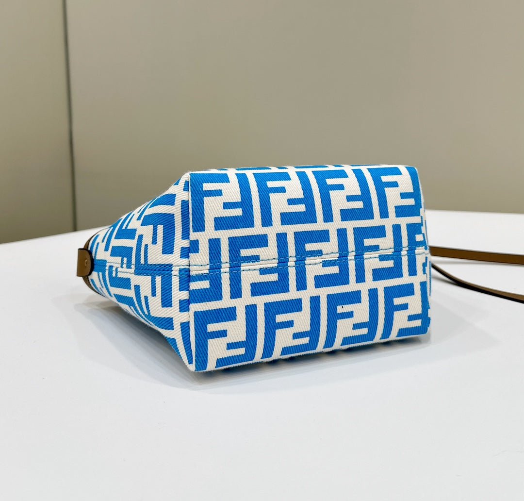 Fendi Mini Roll 15 Ocean Blue White Jacquard - Image 3