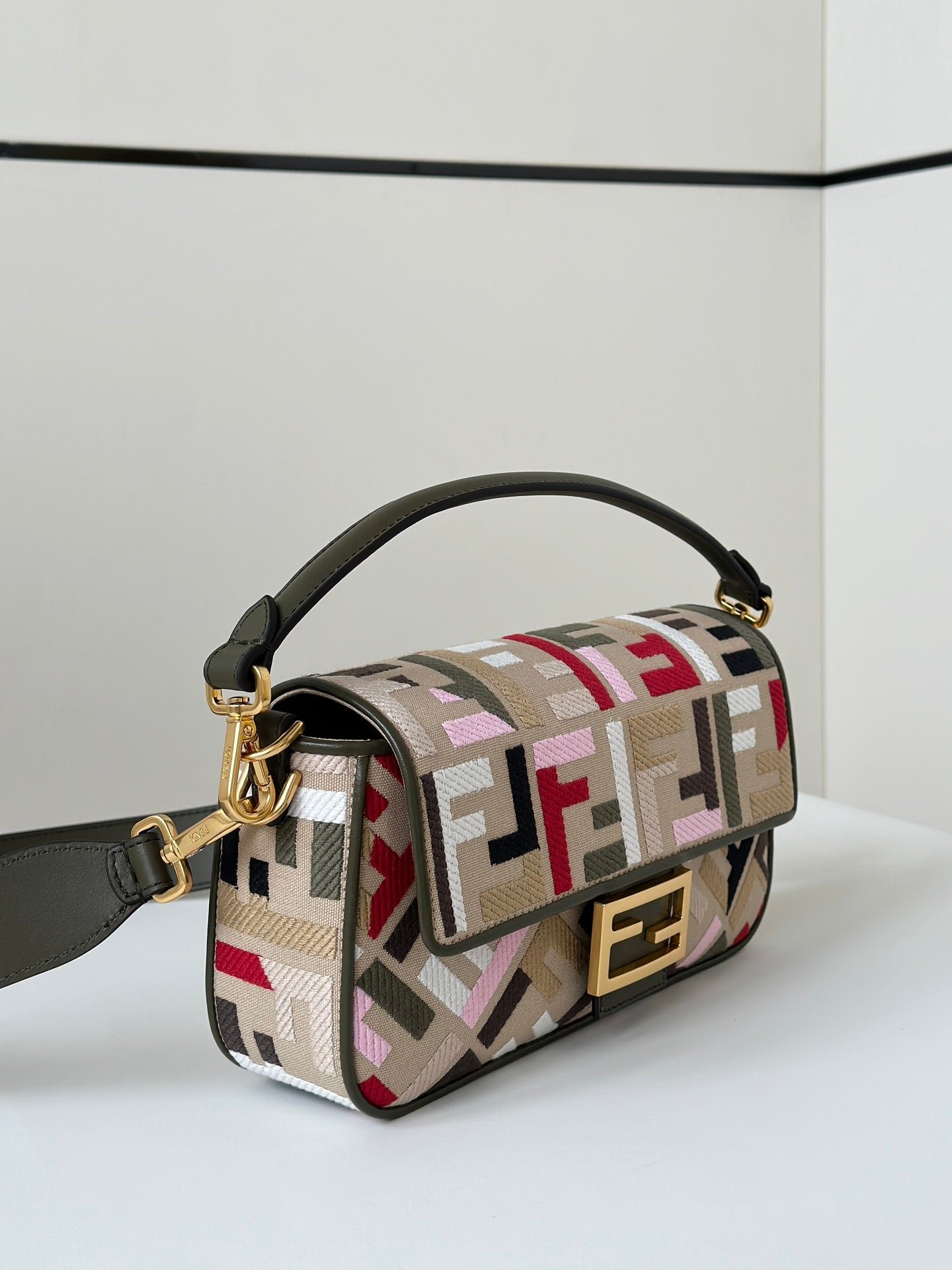 Alternative view of Fendi Baguette 27 Canvas & Calfskin Embroidery
