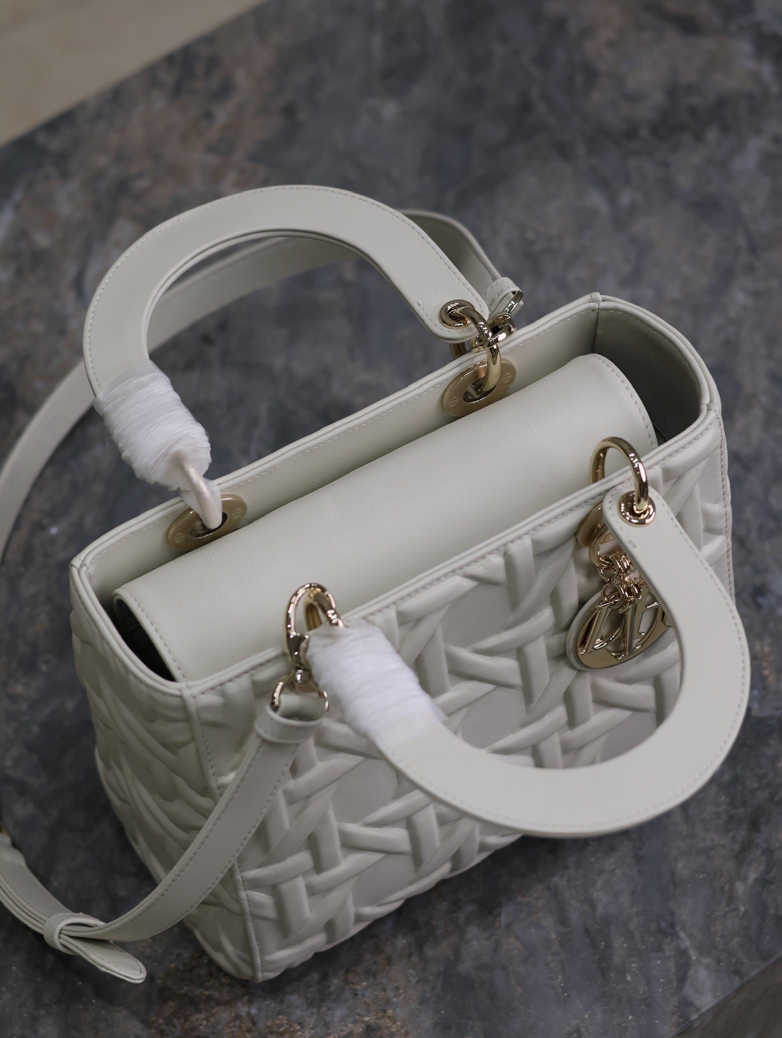 Dior Lady Bag 20 White Graphic Lambskin - Image 3