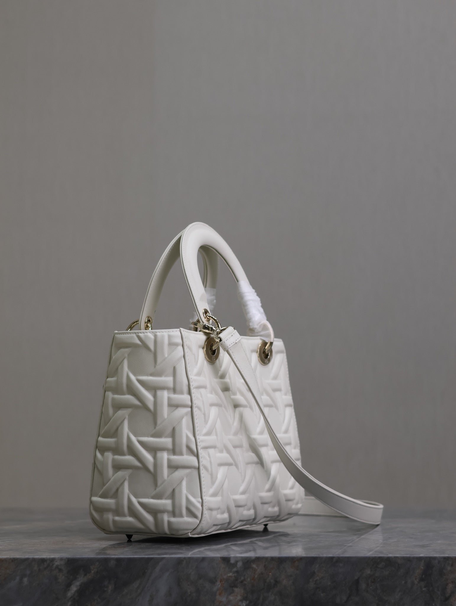 Dior Lady Bag 20 White Graphic Lambskin - Image 6