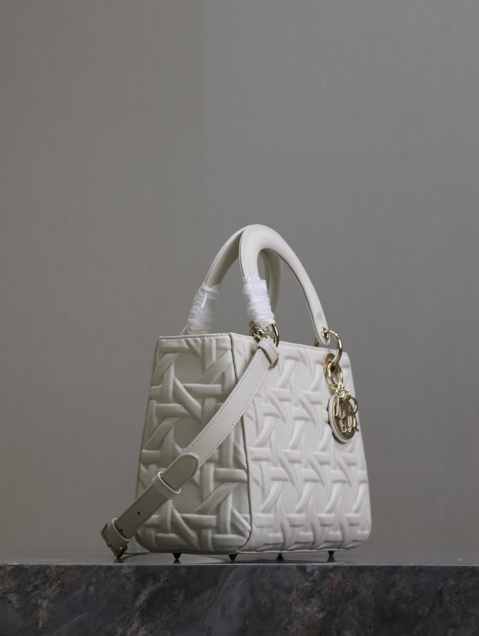Dior Lady Bag 20 White Graphic Lambskin - Image 7