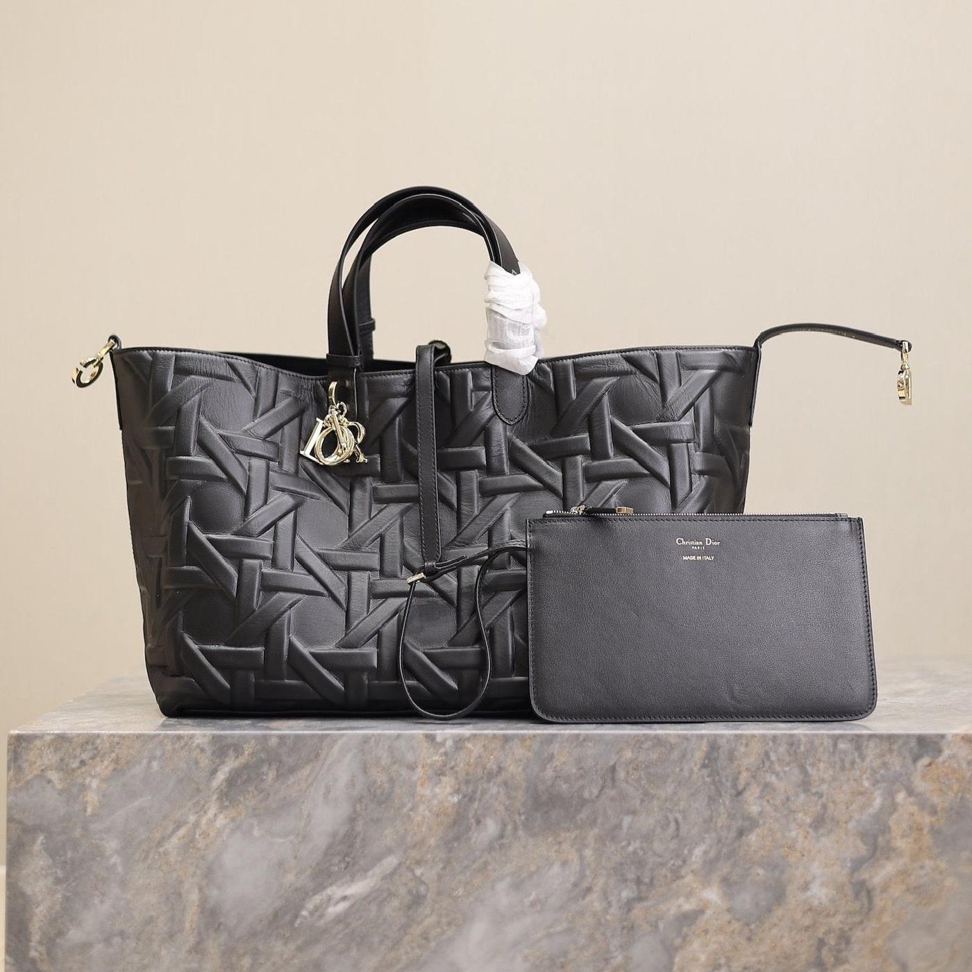 Dior Toujours Series Black Graphic Lambskin Shopper